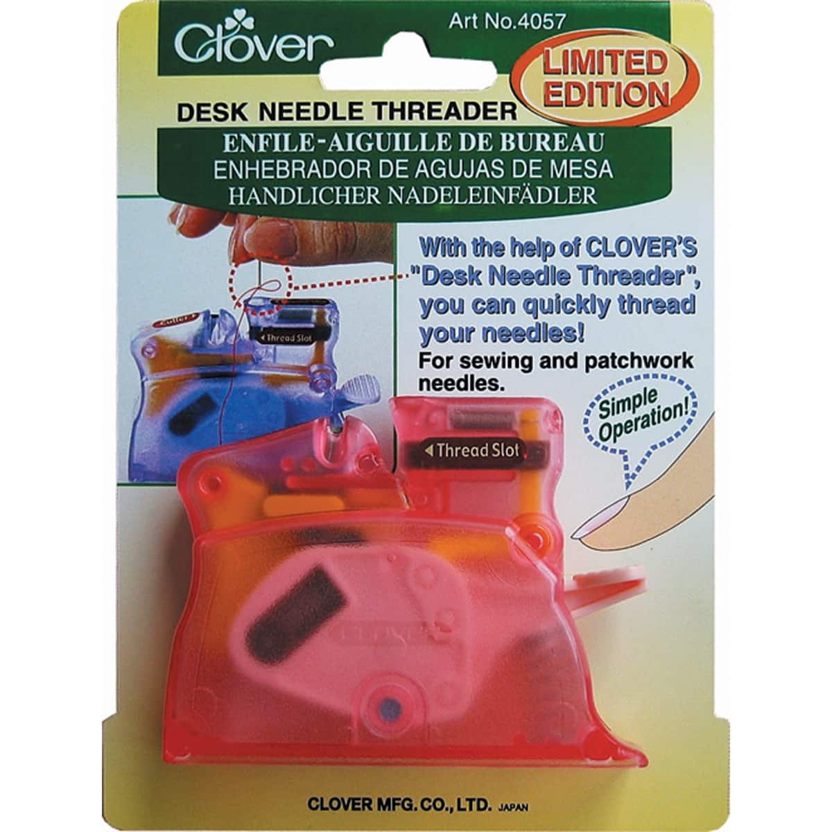 Clover Pink Desk Needle Threader