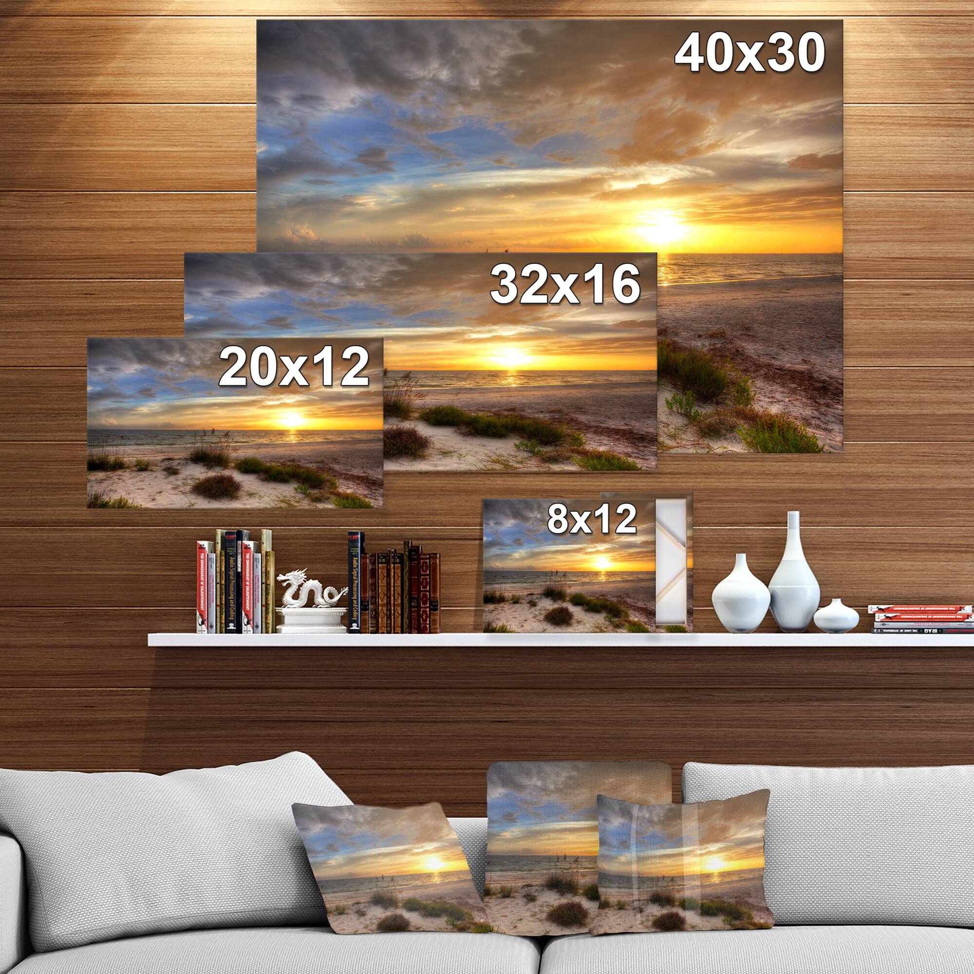 Designart - Sandy Beach with sunset