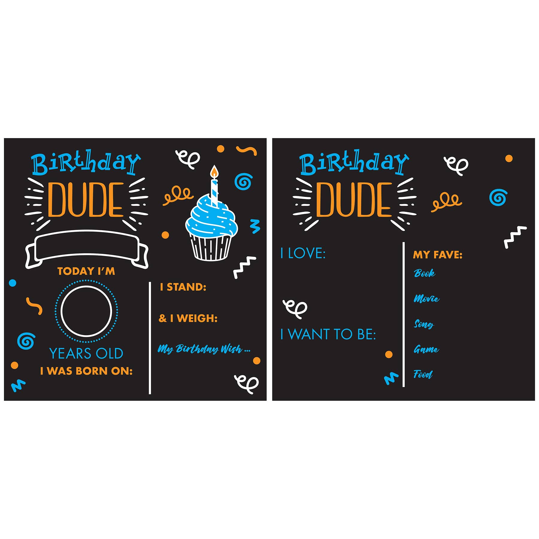 RoomMates 12" Double-Sided Birthday Dude Chalkboard