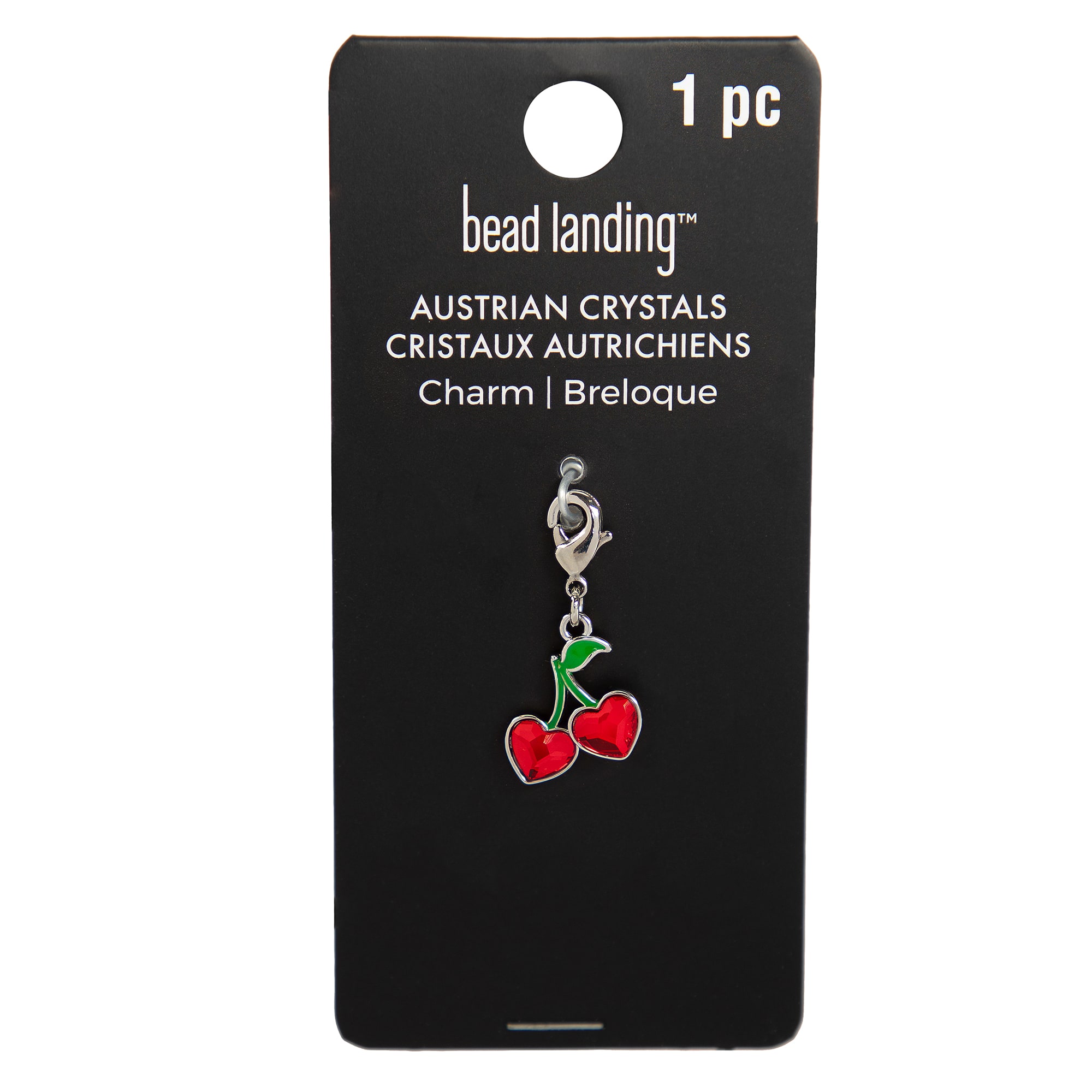 Small Heart Cherries Austrian Crystal Charm by Bead Landing™