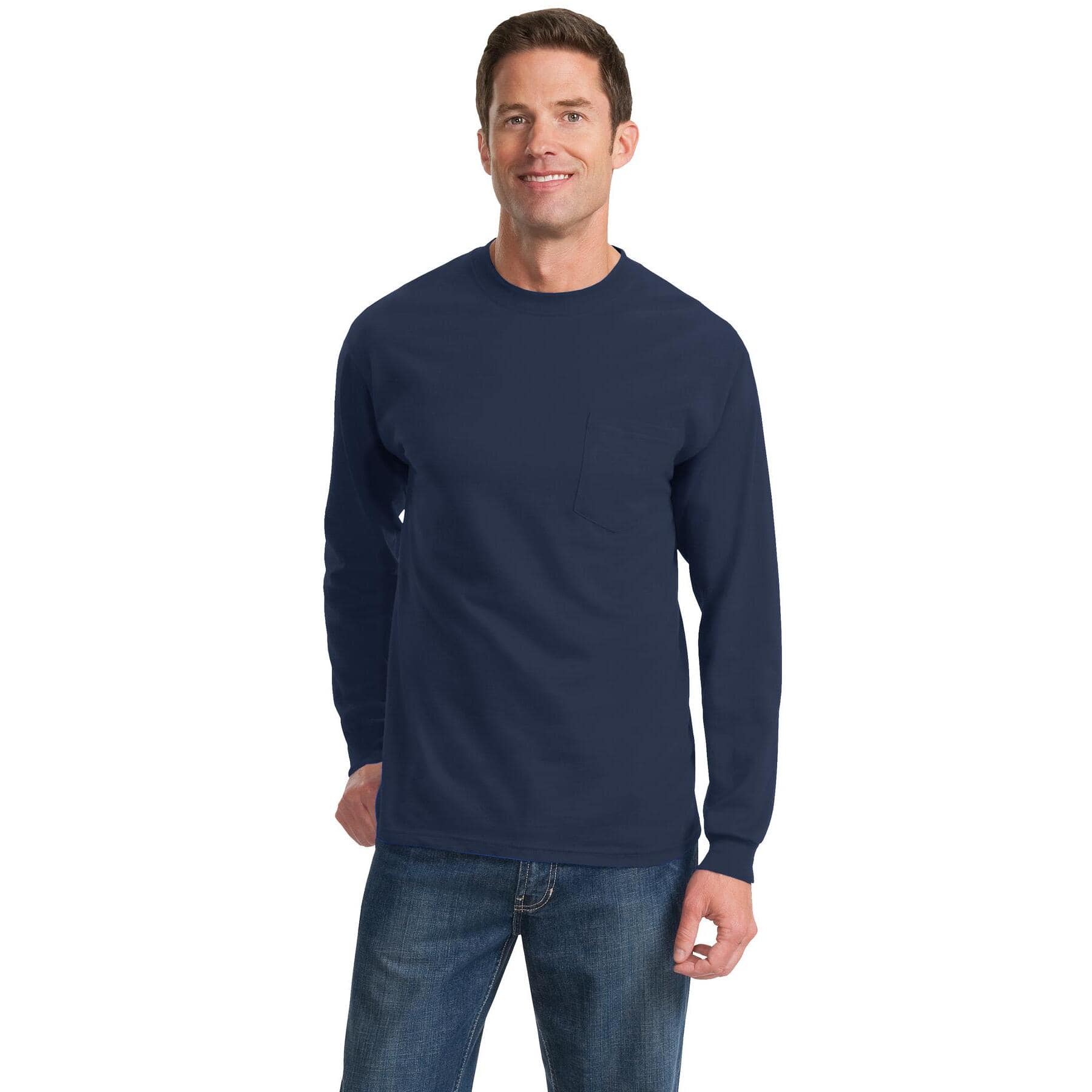 Port & Company® Long Sleeve Essential Pocket T-Shirt