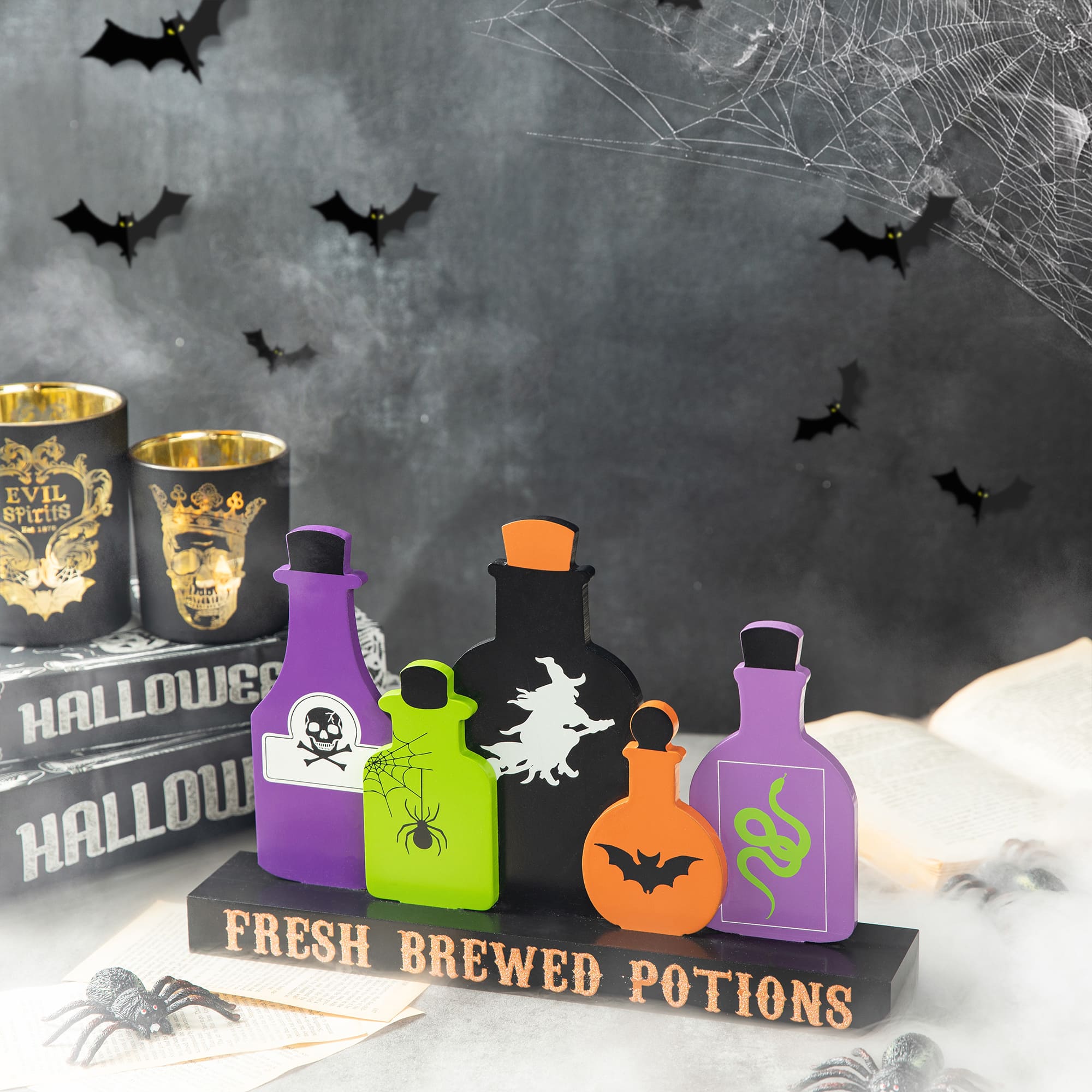 Glitzhome® 14" Halloween Poison Bottles Table Décor