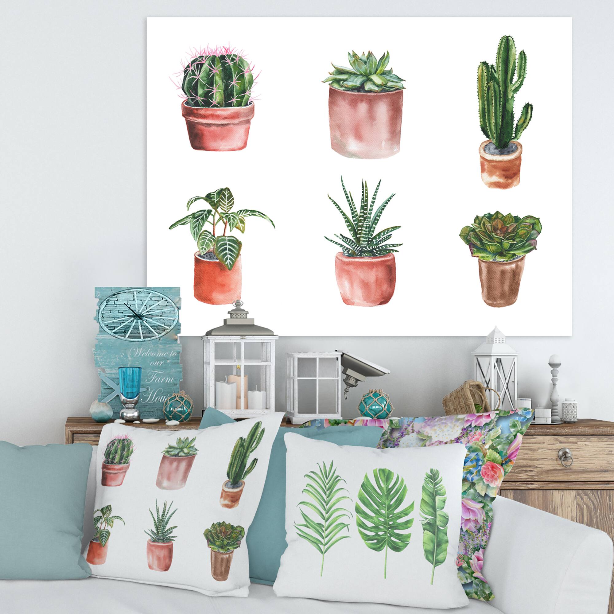 Designart - Flowers In A Pot Cacti and Succulents
