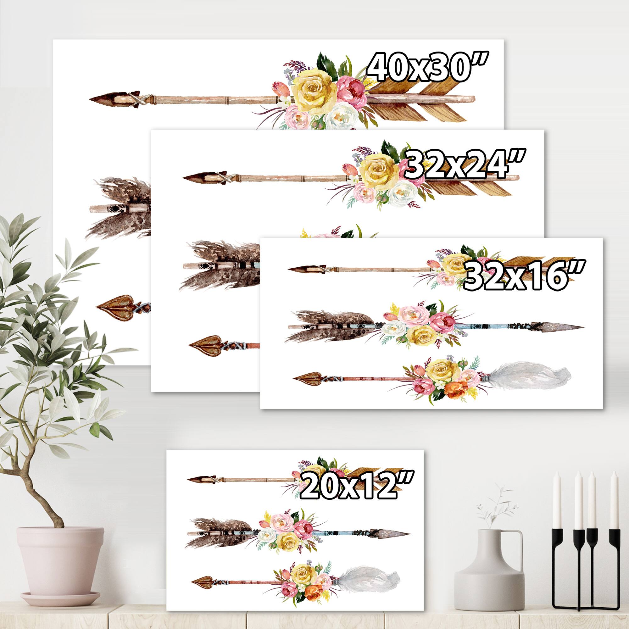 Designart - Ethnic Feathers and Flowers On Native Arrows II