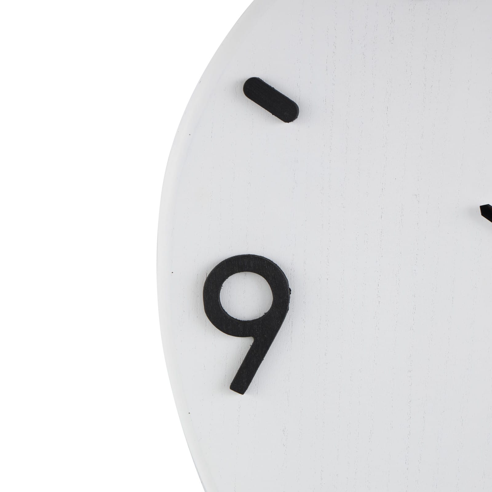 24" x 23" White Wood Round Decorative Wall Clock with Black Hands & Numbers