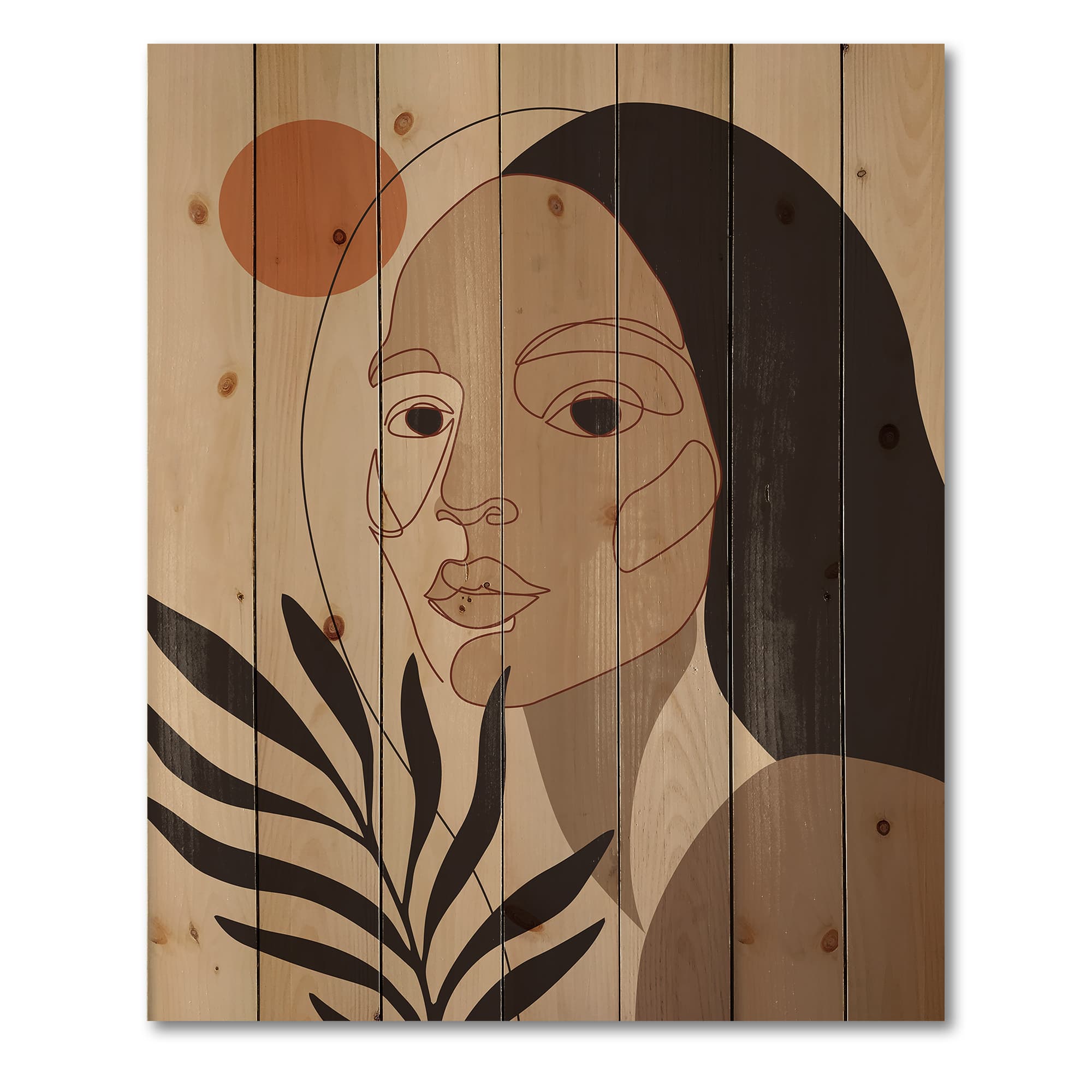 Designart - Retro Minimal Portrait of Young Woman