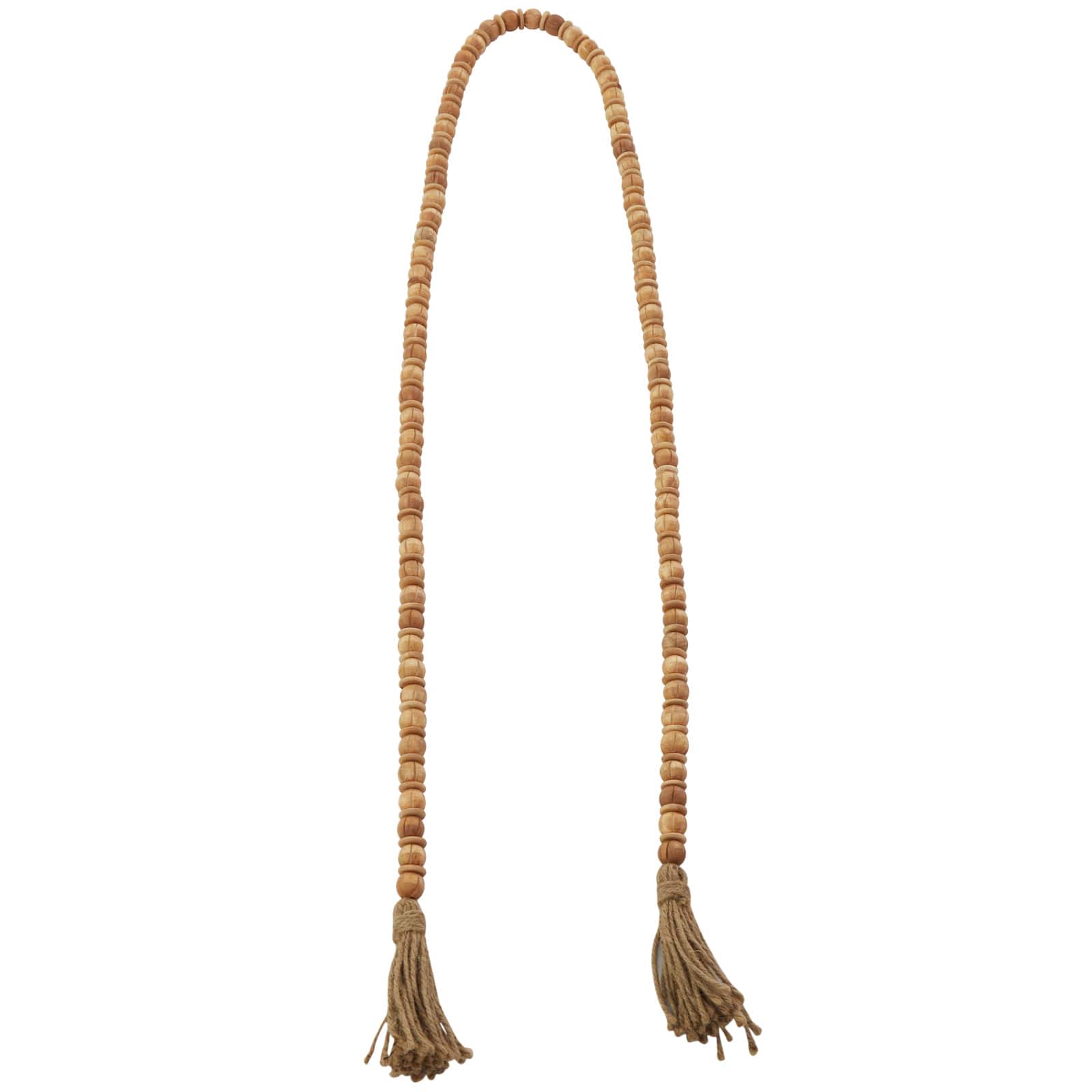 6.5ft. Brown Mango Wood Handmade Beaded Garland with Tassel