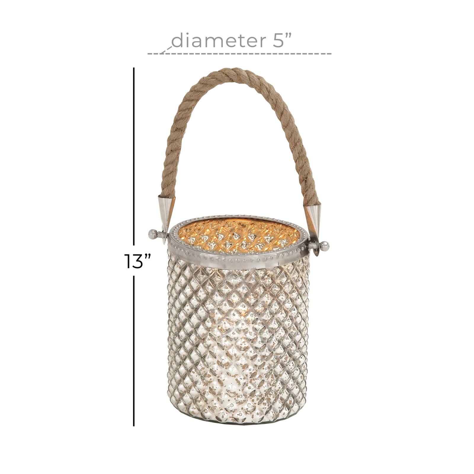 Clear Glass Coastal Candle Holder Lantern, 13" x 5" x 5"