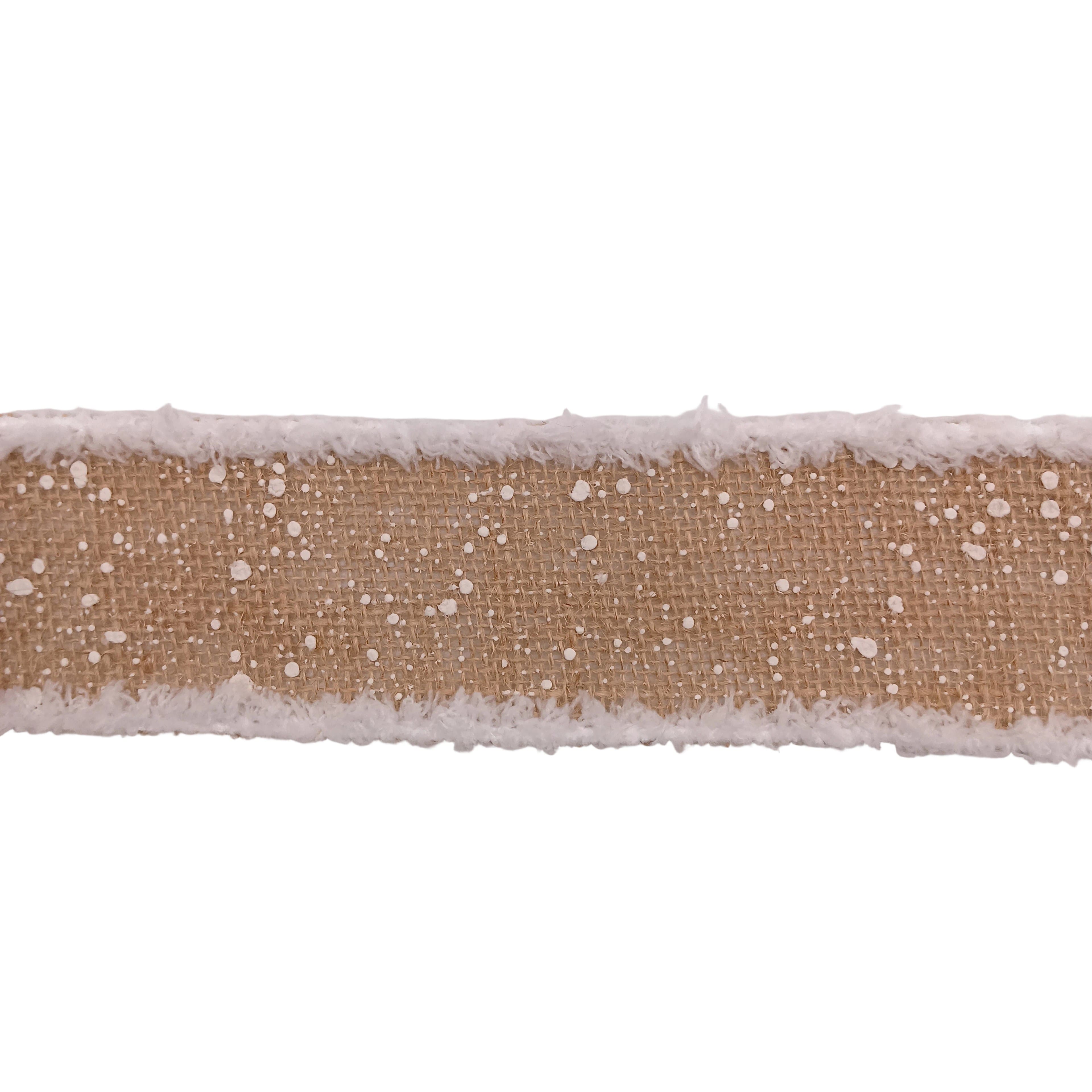 2.5" x 10yd. Fur Edged Burlap Wired Jumbo Ribbon by Celebrate It®