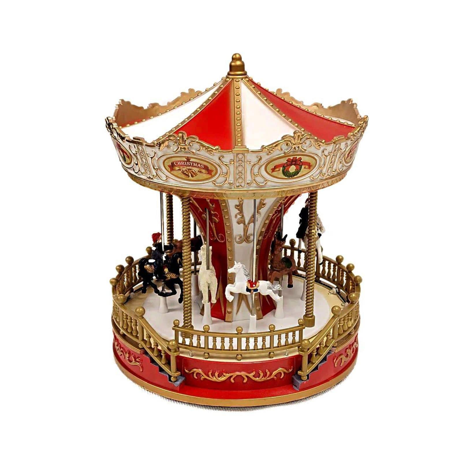 20" Christmas Carousel Animated Village Décor
