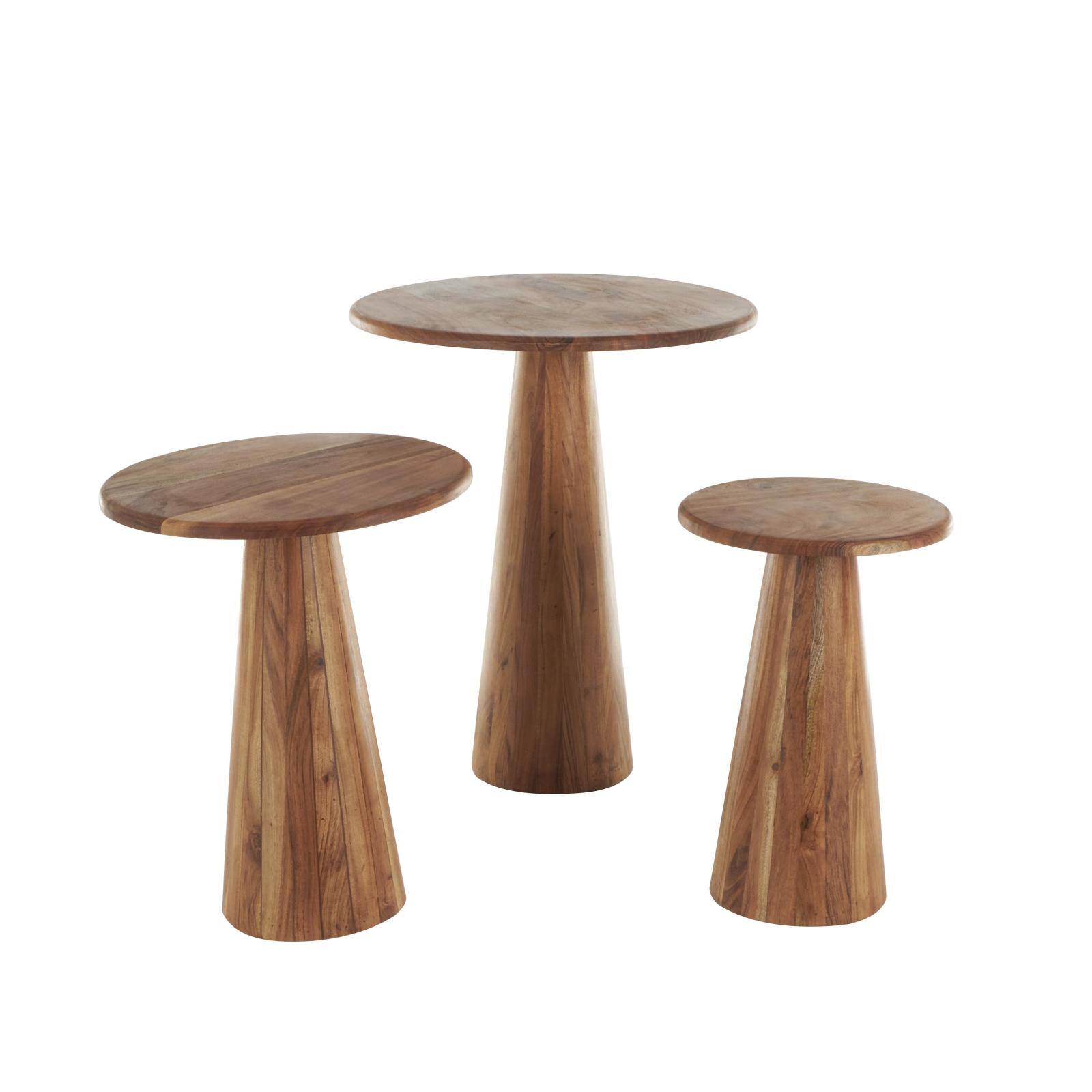 Brown Wood Side End Accent Table Set