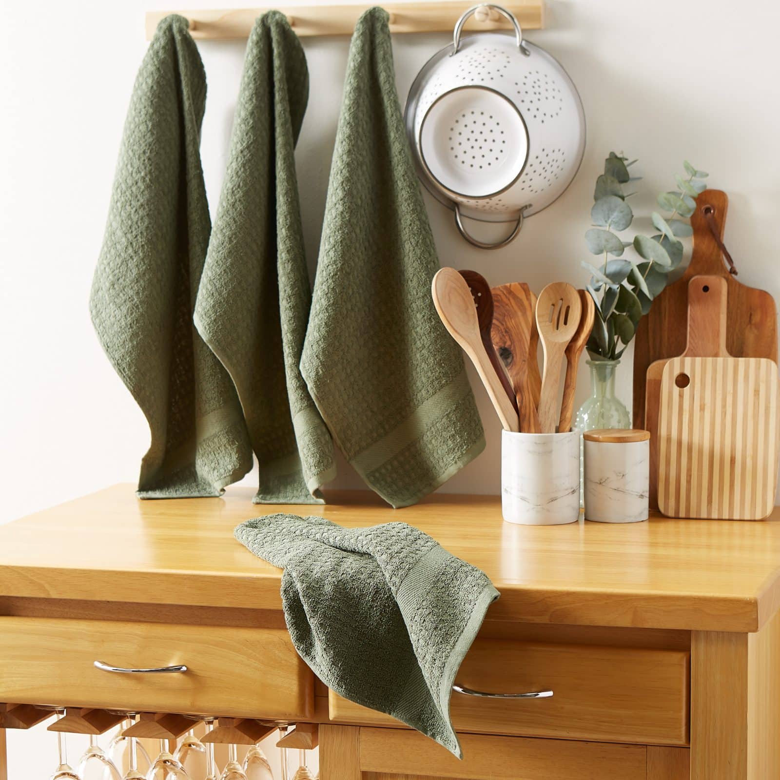 DII® Solid Artichoke Waffle Terry Dishtowels, 4ct.