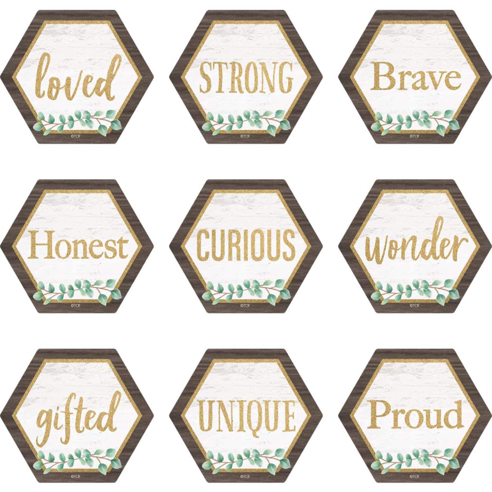 Teacher Created Resources Mini Eucalyptus Positive Words Accents, 6 Packs of 36