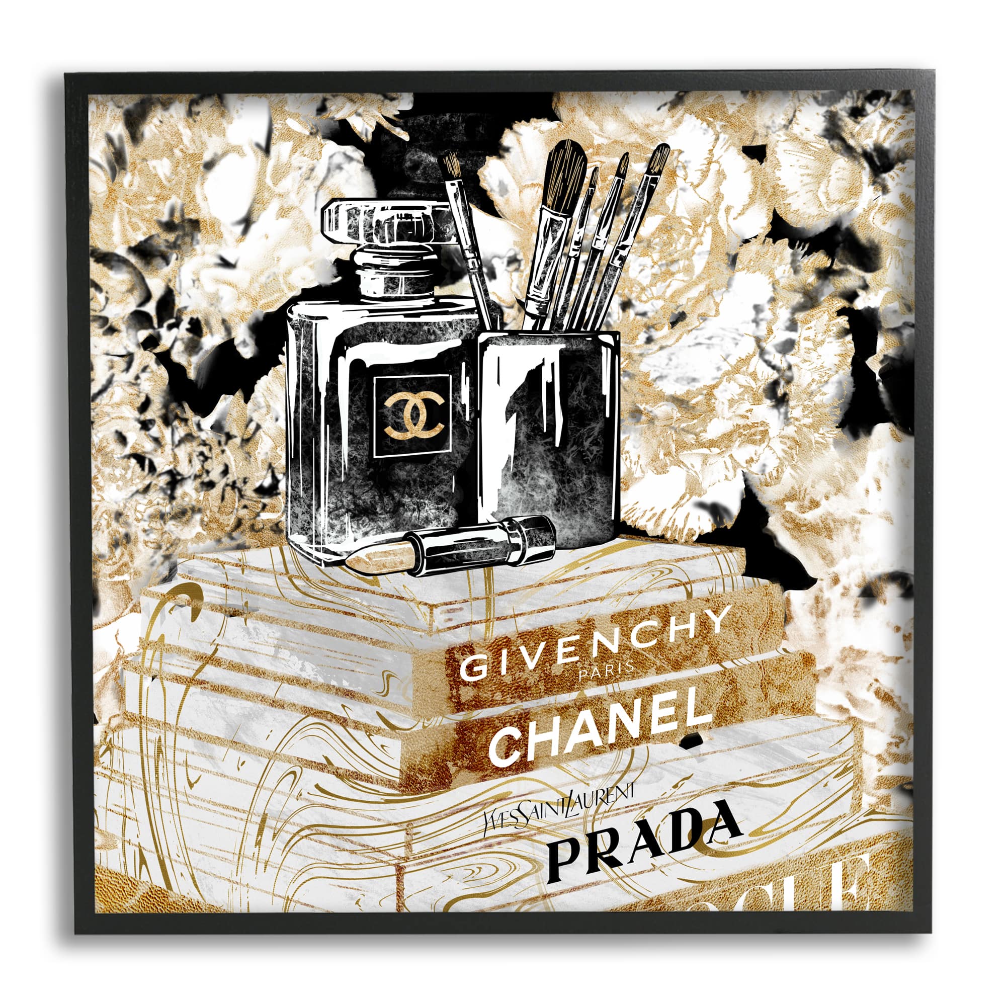 Stupell Industries Glam Designer Accessories Books Detail Wall Accent with Black Frame