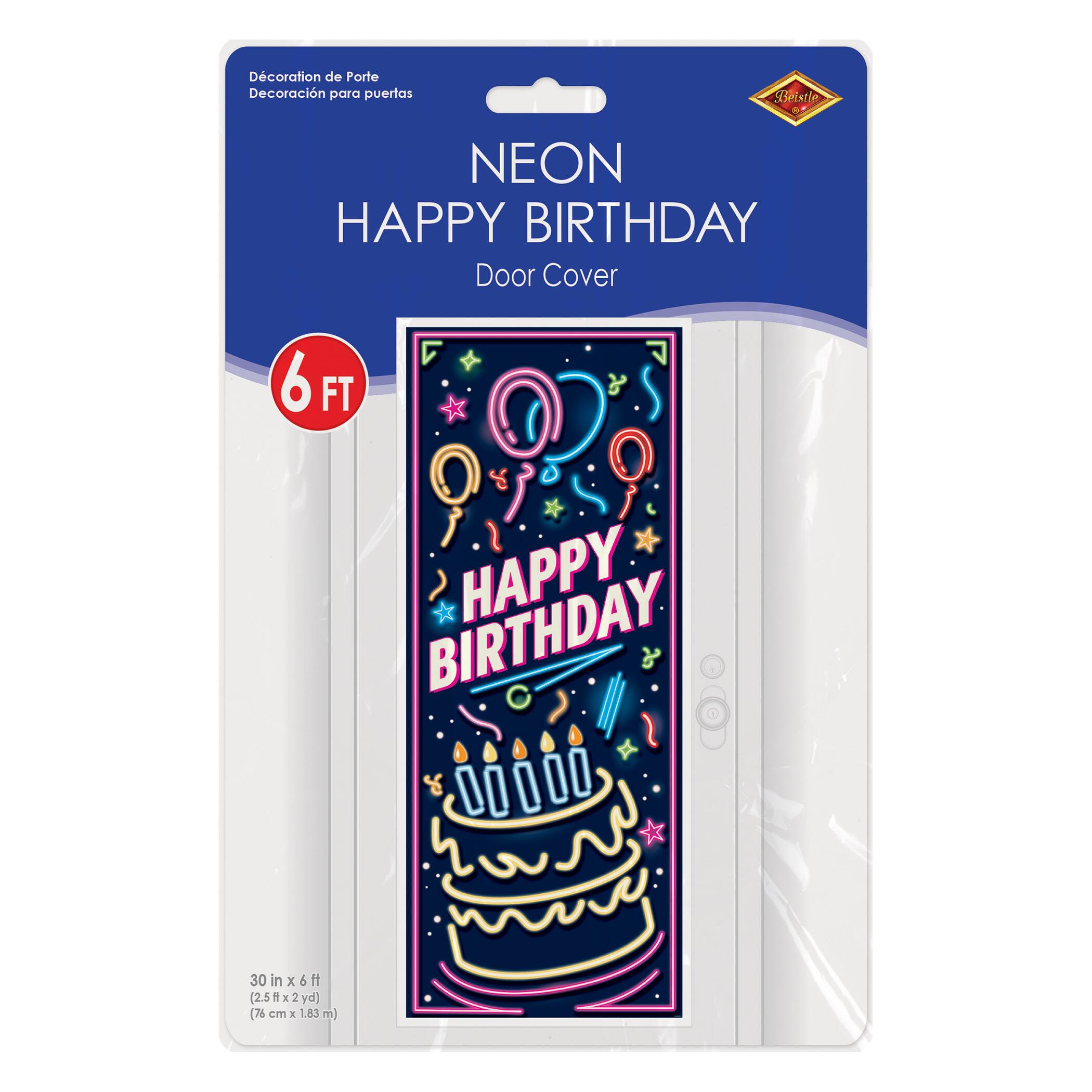 Beistle 30" x 6ft. Neon Happy Birthday Door Covers, 2ct.