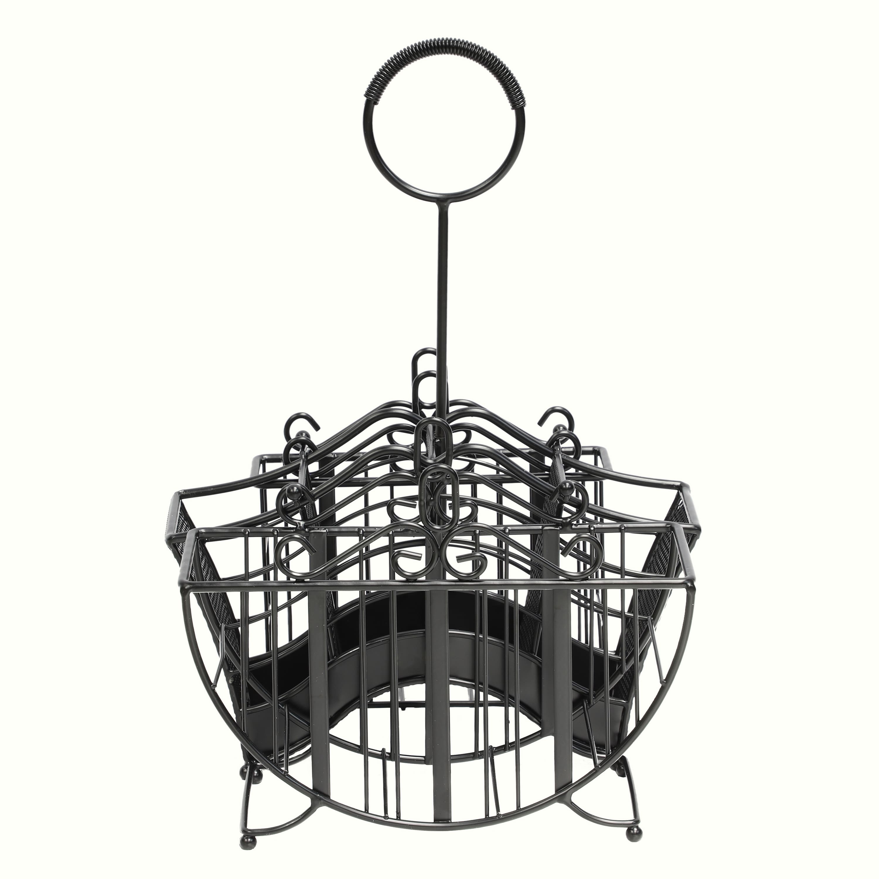 6 Pack: 17" Black 3-Section Picnic & Flatware Caddy