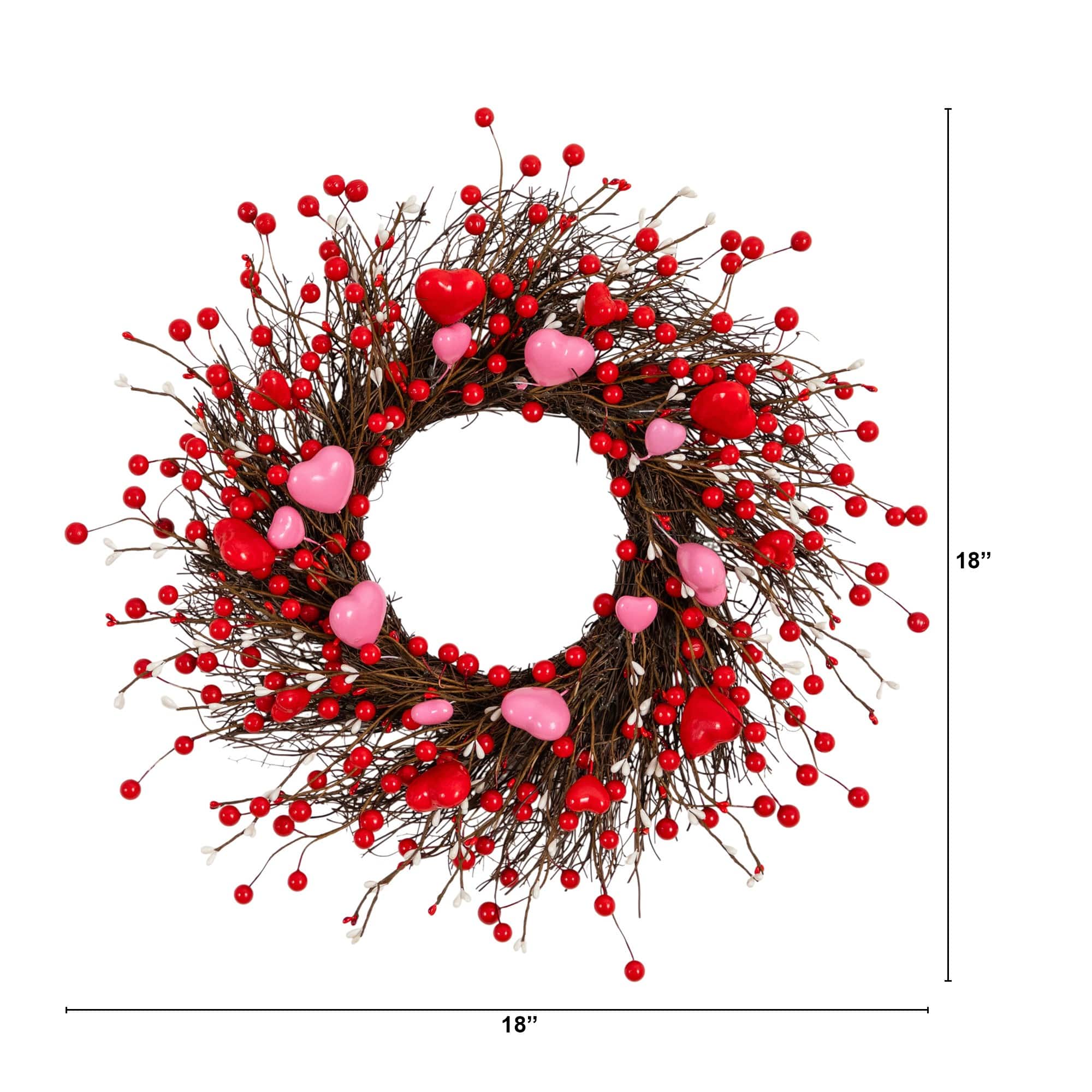 18in. Artificial Valentine's Day Heart & Berry Twig Wreath