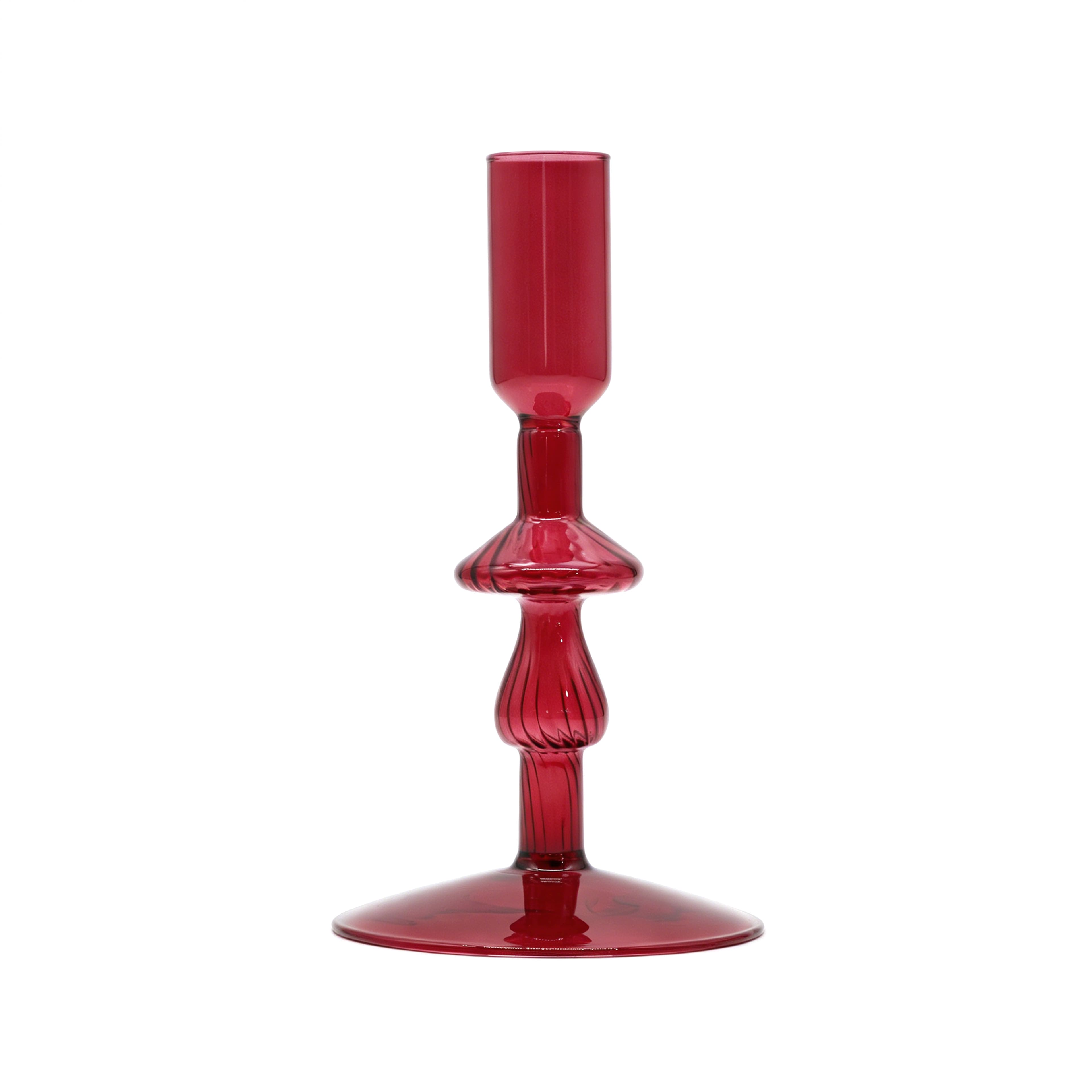 6.25" Burgundy Mushroom Glass Taper Candle Holder by Ashland®