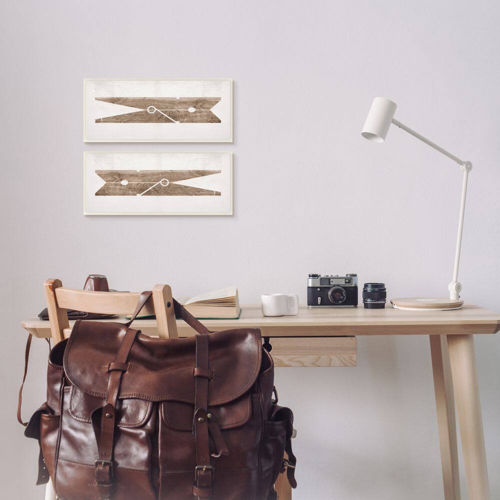 Stupell Industries Minimal Laundry Clothespins Brown White Design,7" x 17"