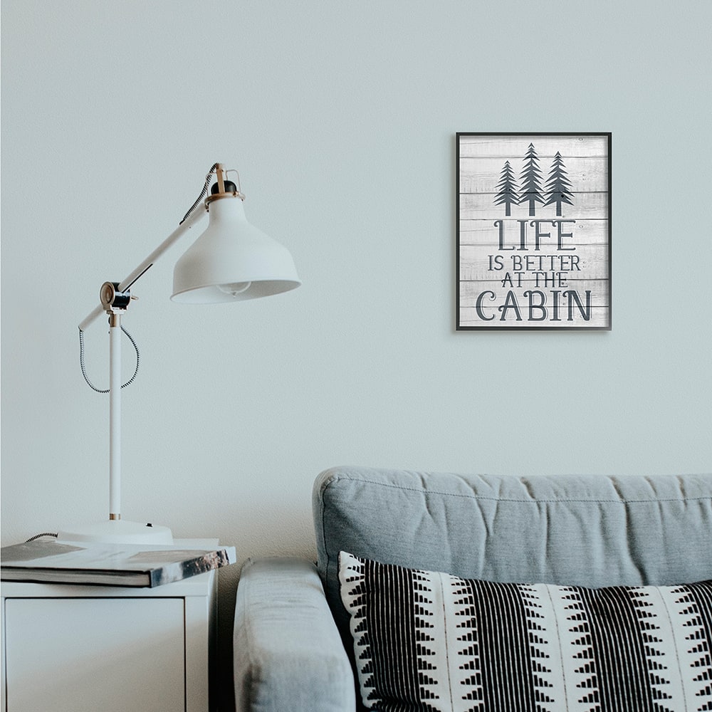Stupell Industries Life's Better At Cabin Phrase Rural Forest Home Framed Wall Art