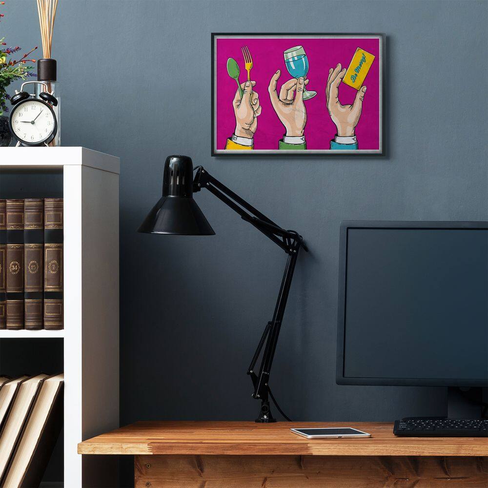 Stupell Industries Eat Drink Be Merry Neon Pink Framed Wall Art
