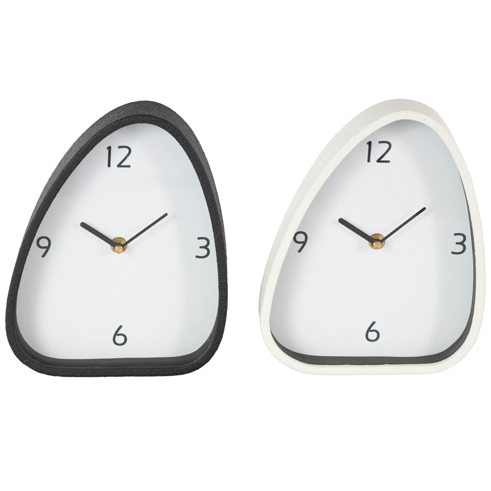 8.75" Black & White Textured Metal Decorative Mantel Clock Set