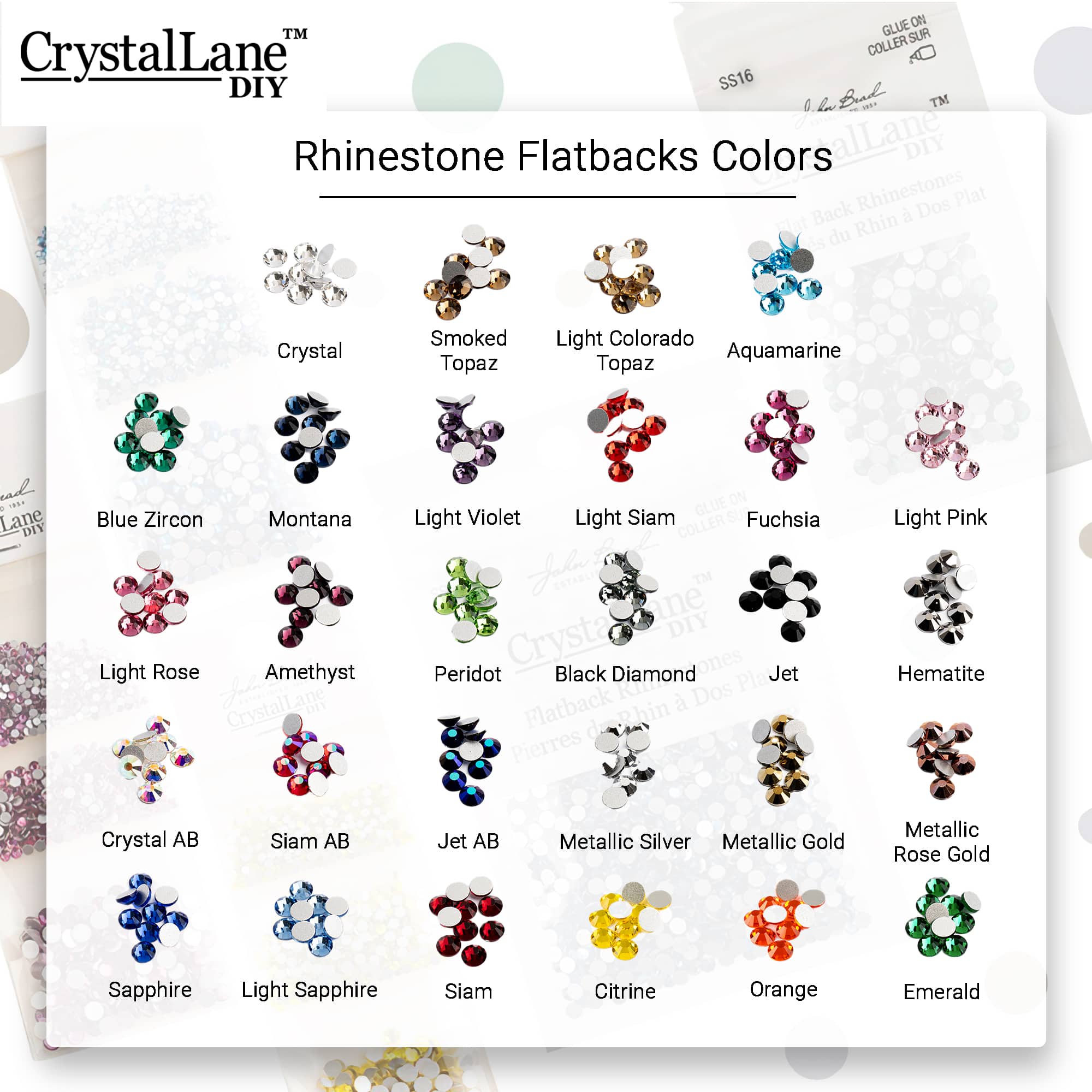 John Bead Crystal Lane SS34 Crystal Glass Round Flatback Rhinestones, 72ct.