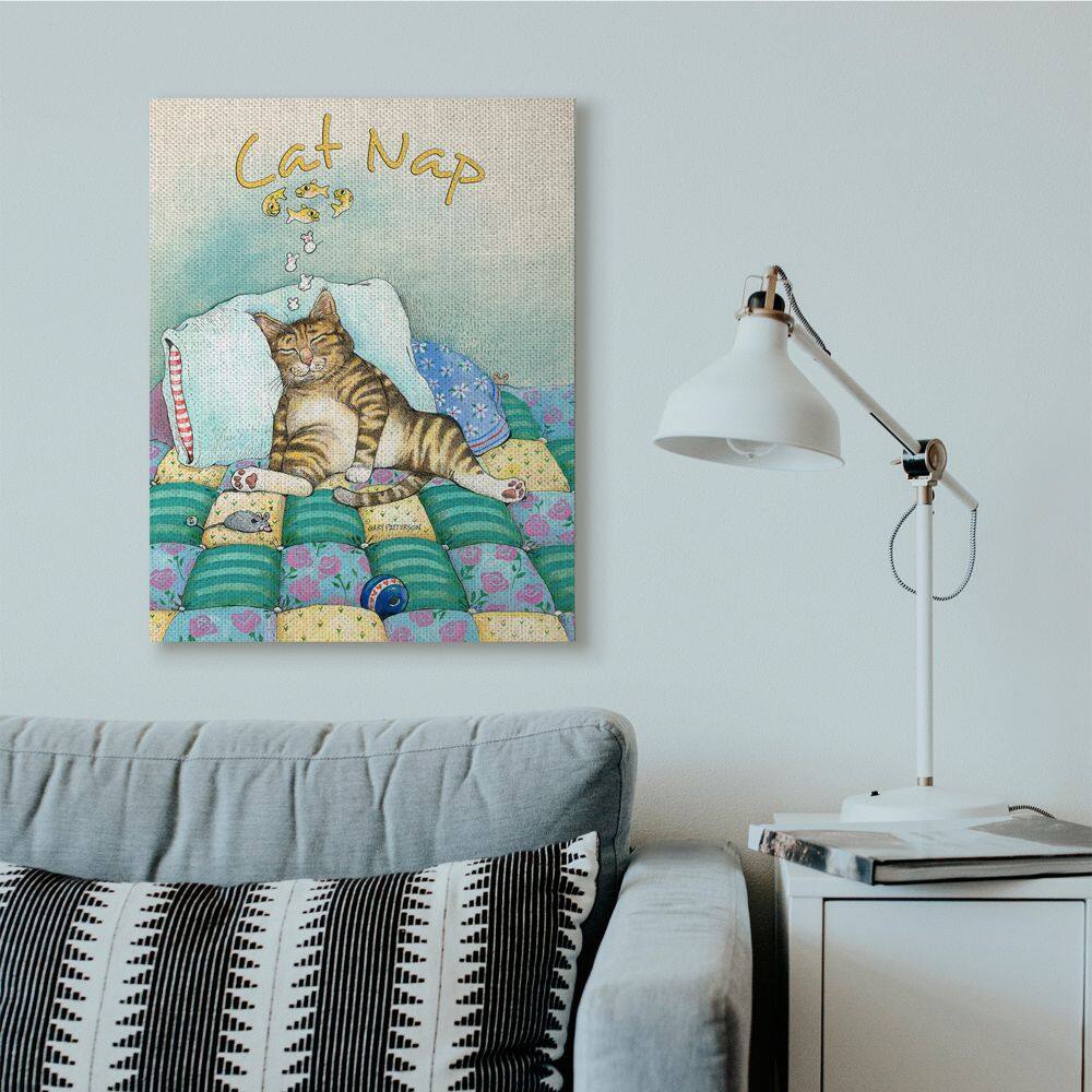 Stupell Industries Cat Nap Funny Cat Cartoon Pet Design Canvas Wall Art