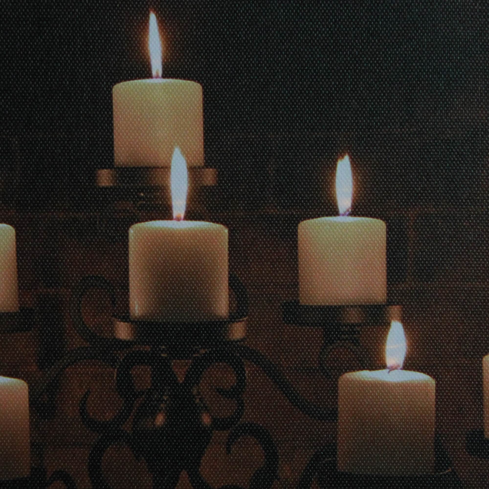 LED Flickering Candles In Fireplace Canvas Wall Art