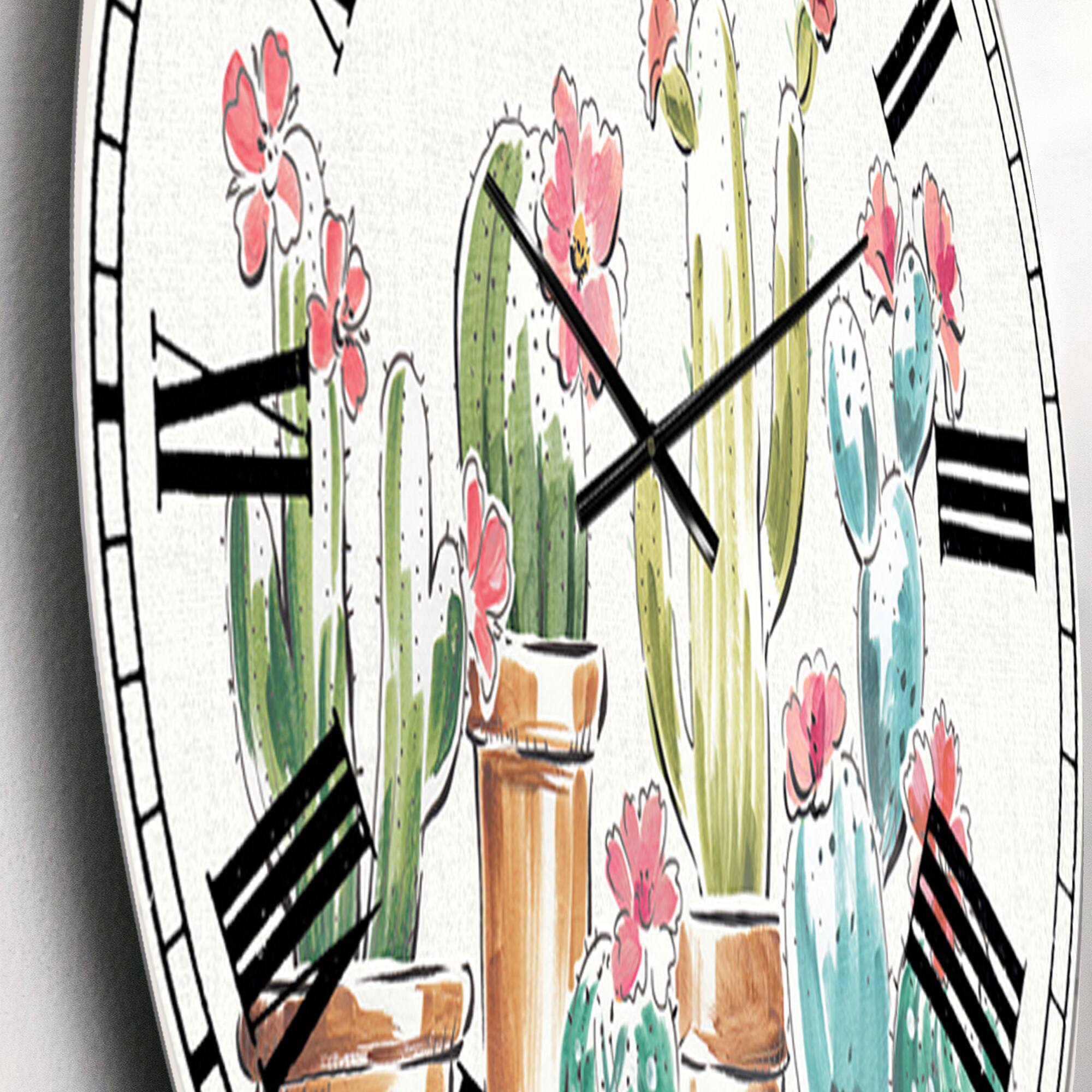 Designart 'Desert Botanical Bloom Iii Farmhouse Wall Clock