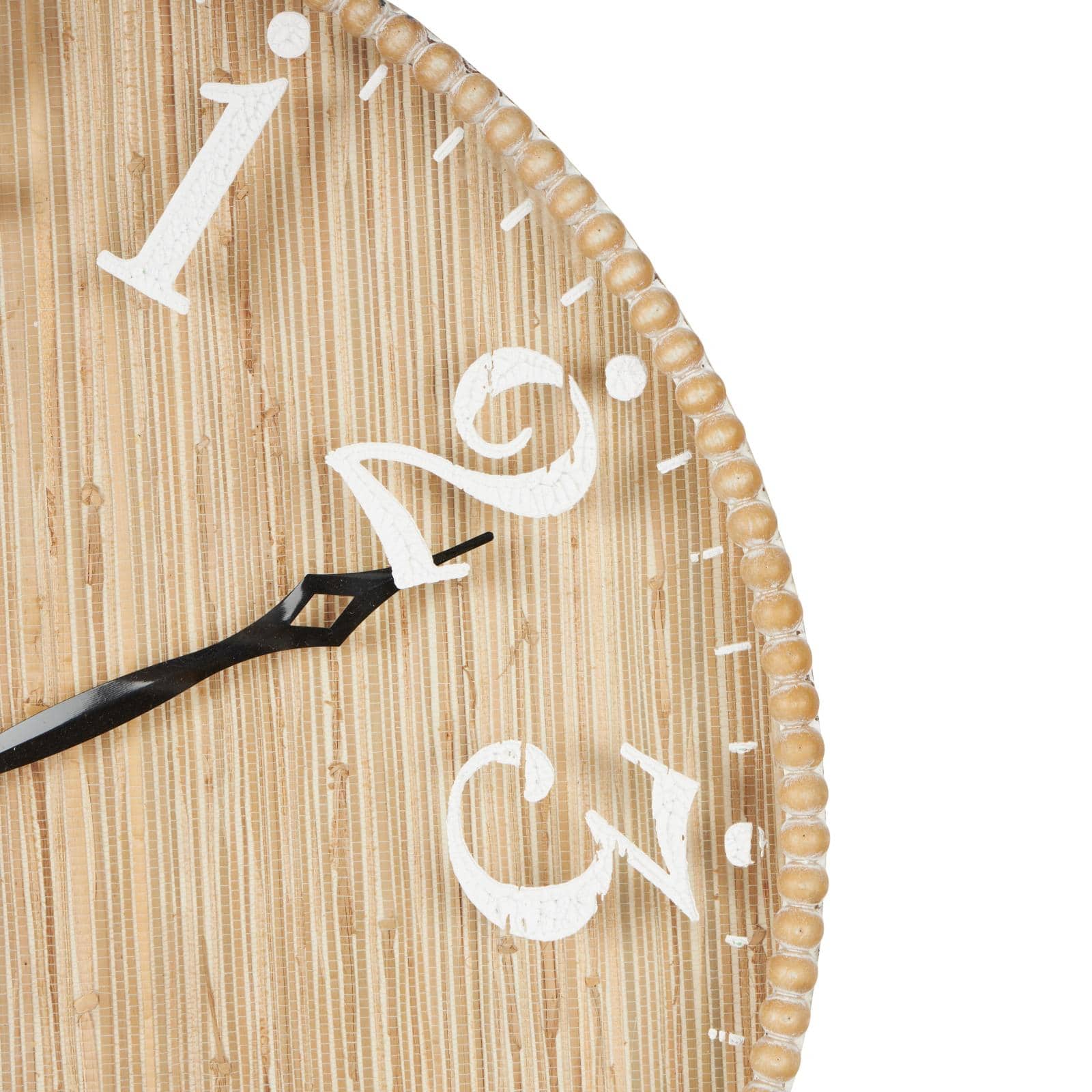 24" x 24" Light Brown Distressed Decorative Wall Clock with Beaded Frame