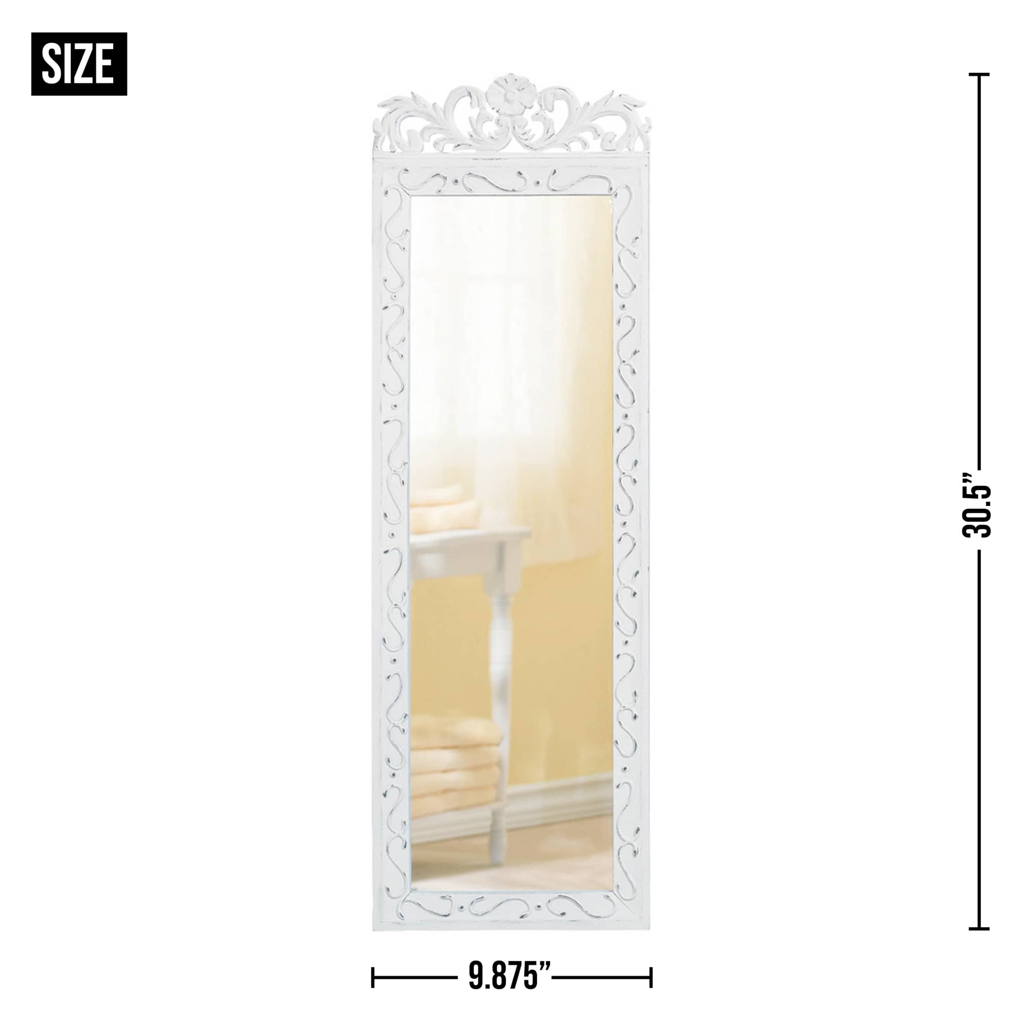 30.5" Elegant White Wall Mirror