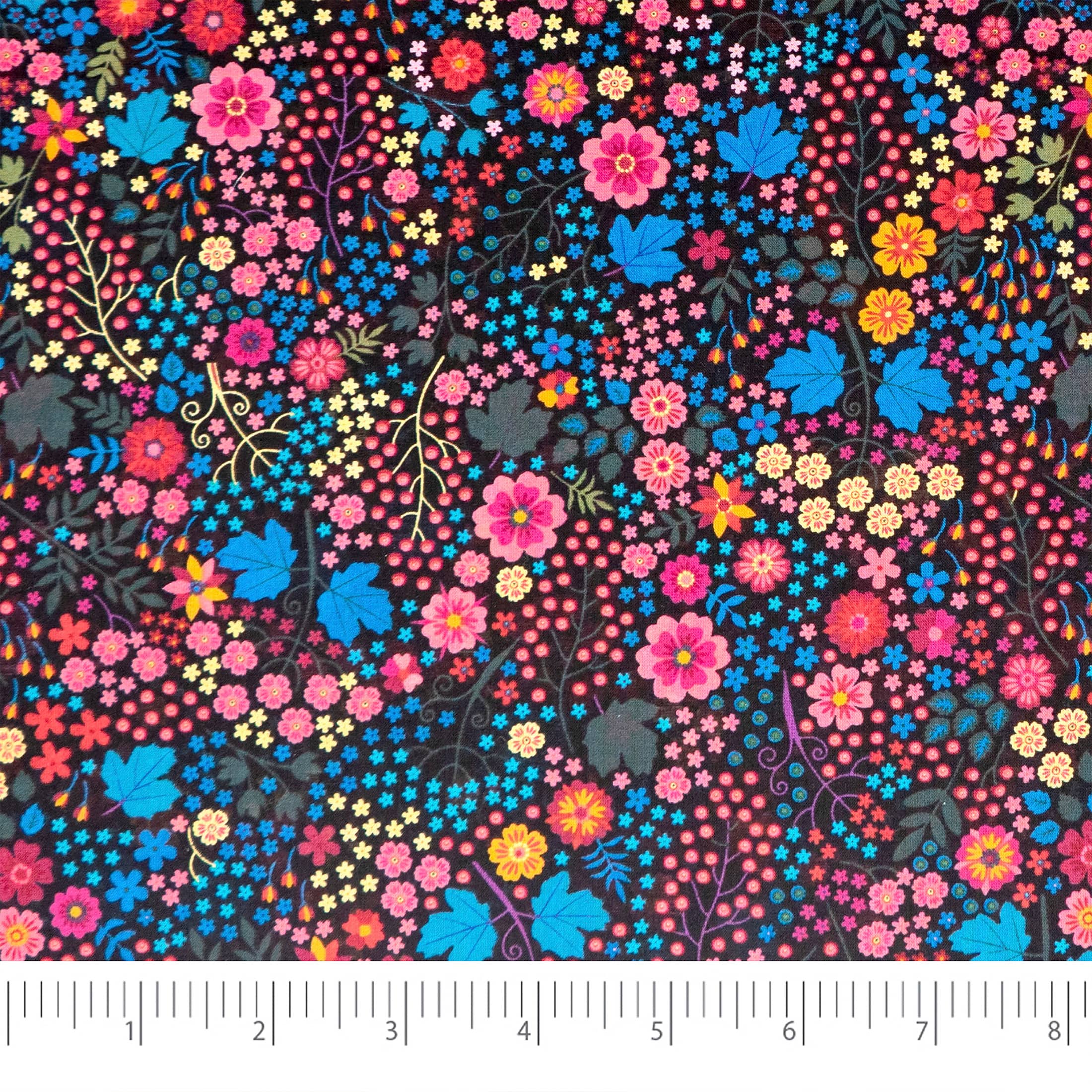 SINGER Red & Blue Floral Lightweight Cotton Lawn Fabric