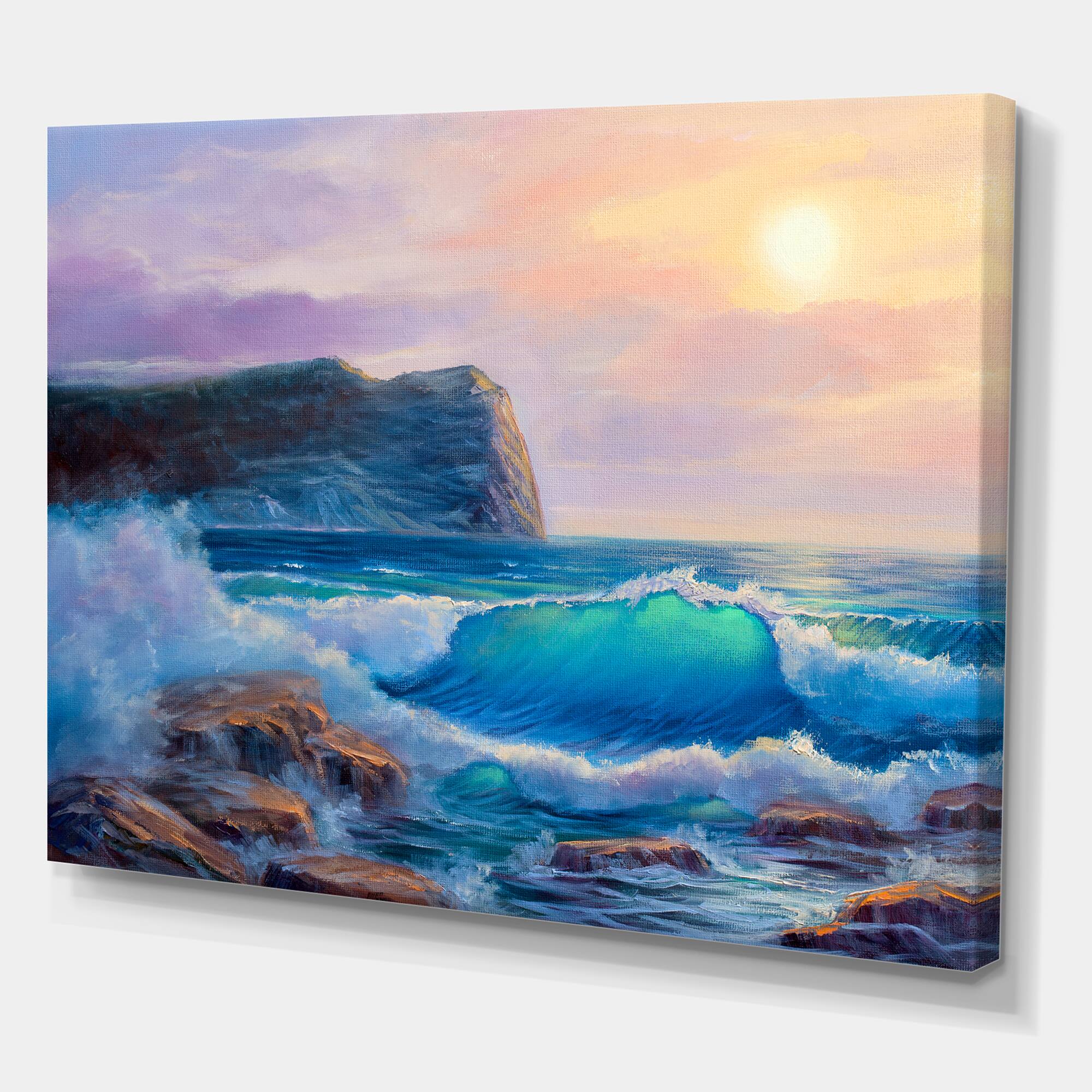 Designart - Blue Waves Breaking At The Beach III