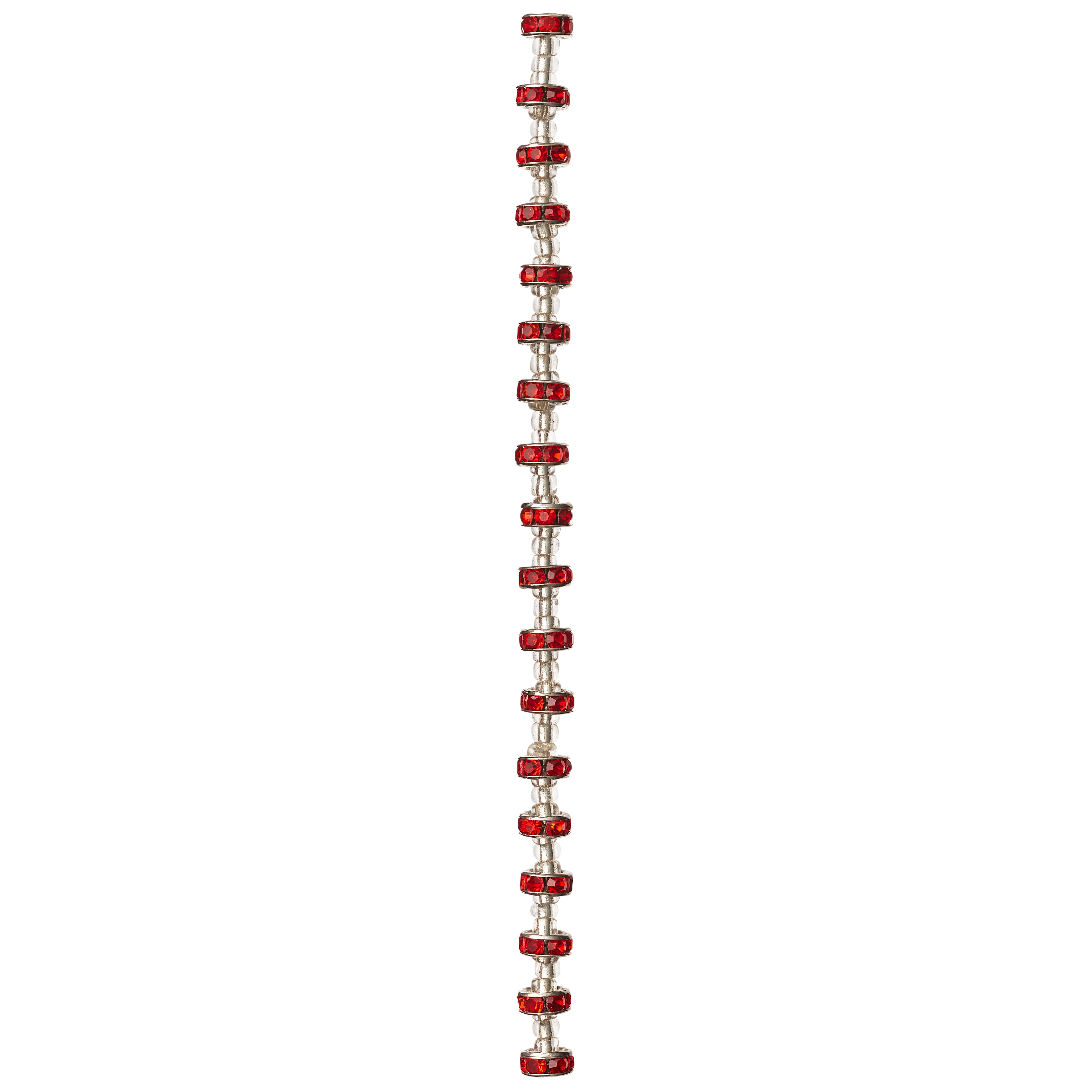 12 Pack: Red Rhinestone Studded Rondelle Beads, 8mm by Bead Landing™
