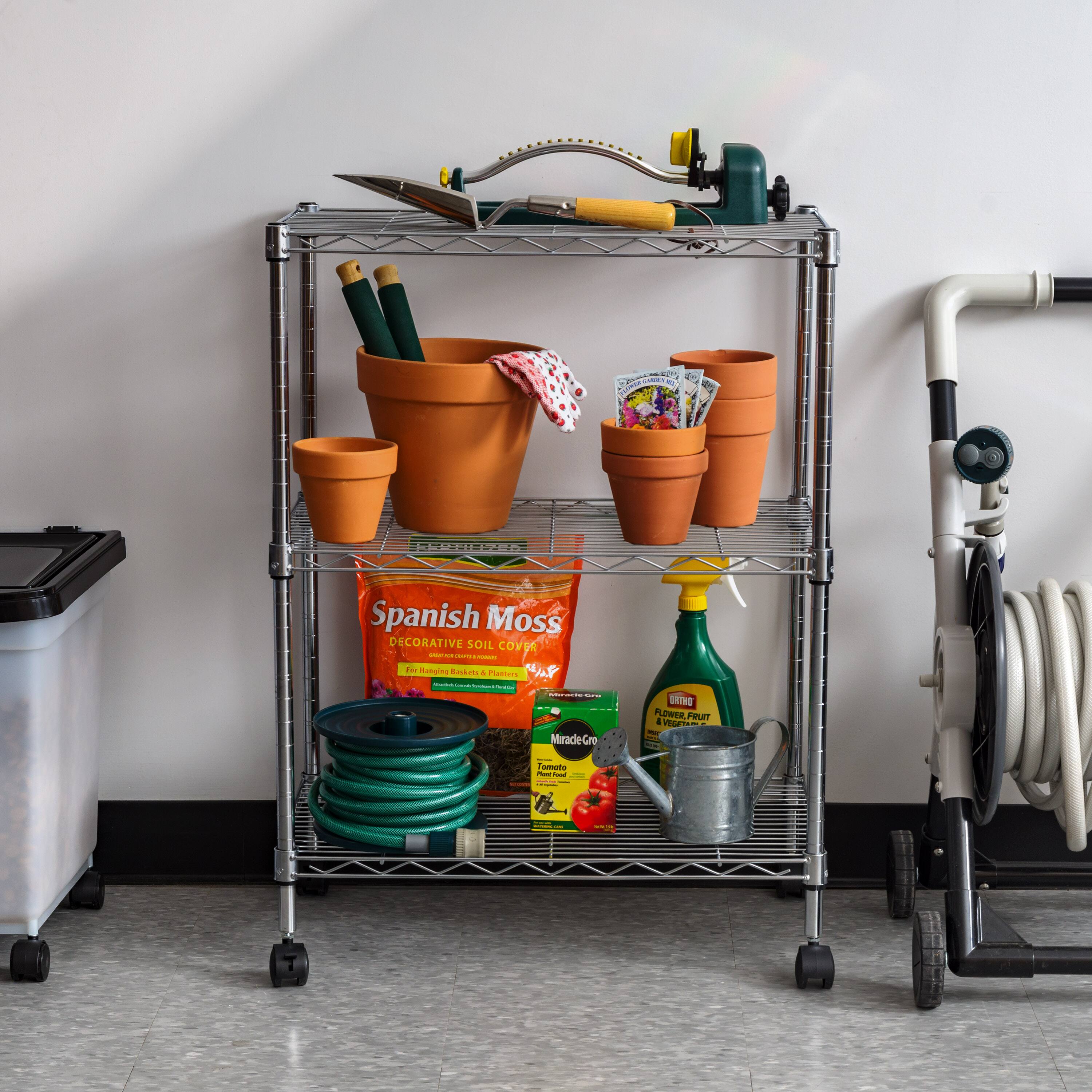 Iris® 32" Silver 3-Tier Rolling Wire Rack Shelf