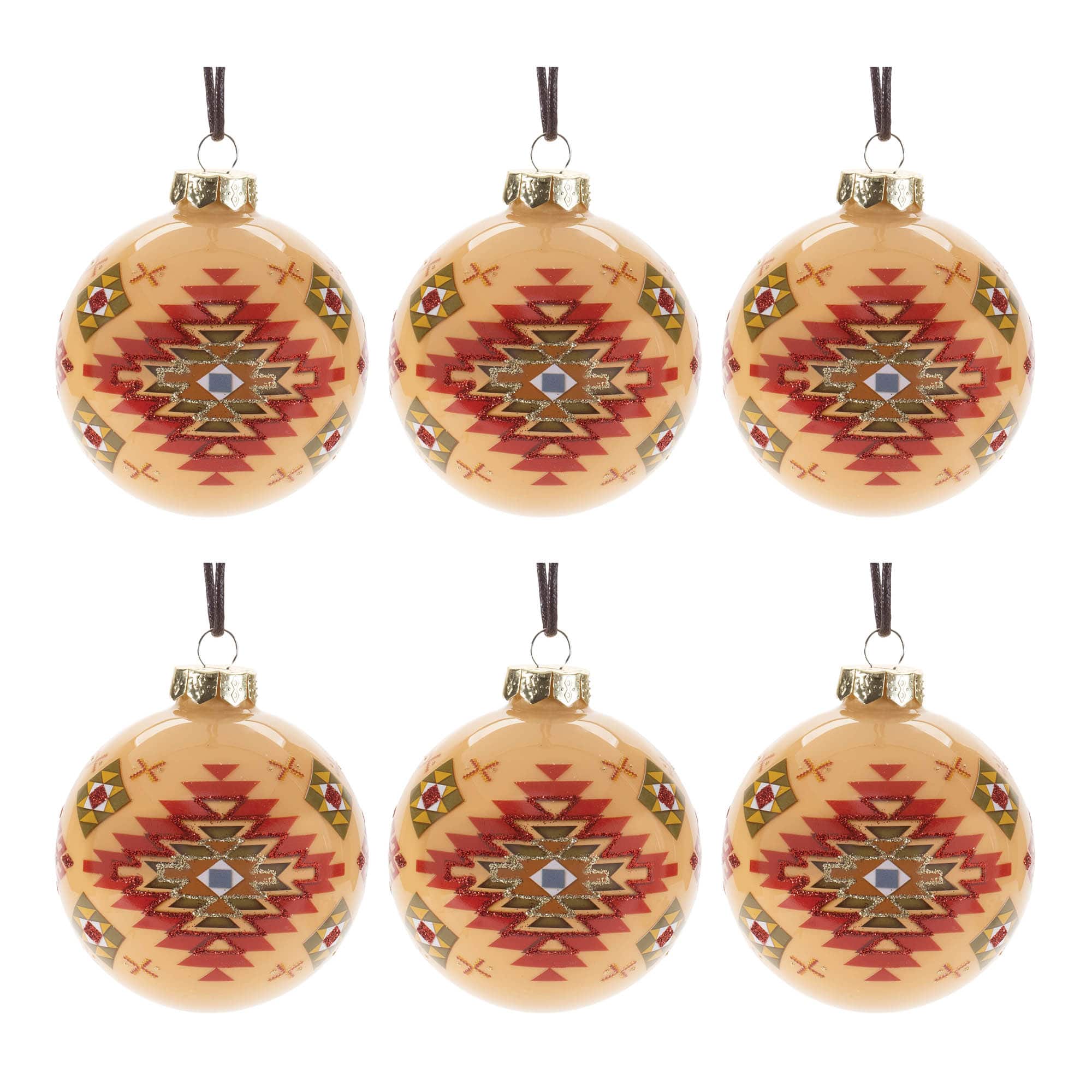 4" Western Glass Ball Ornament, 6ct.