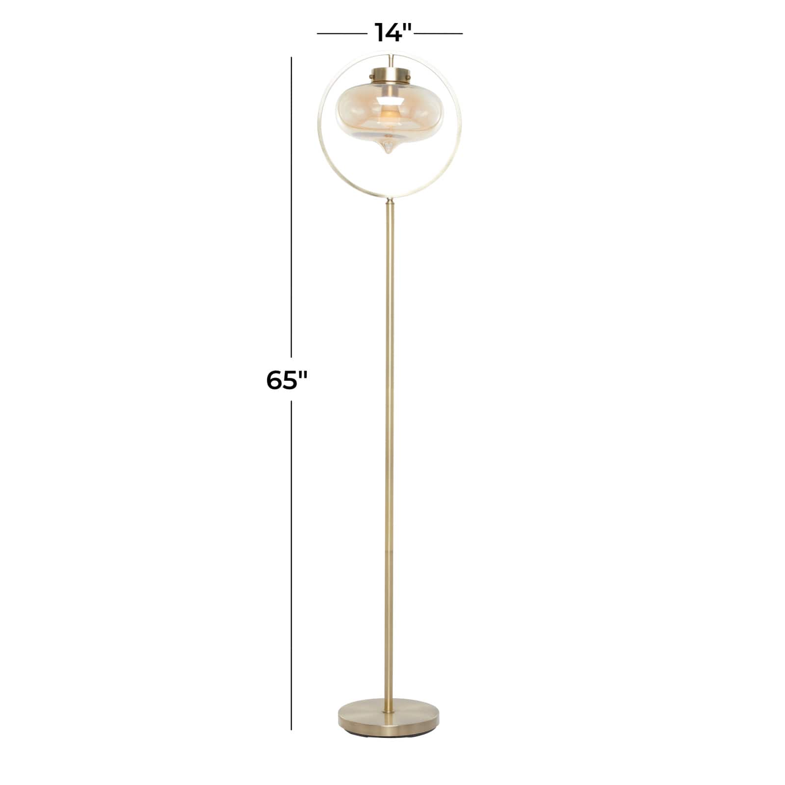 Gold Iron Contemporary Floor Lamp, 14" x 14" x 9"