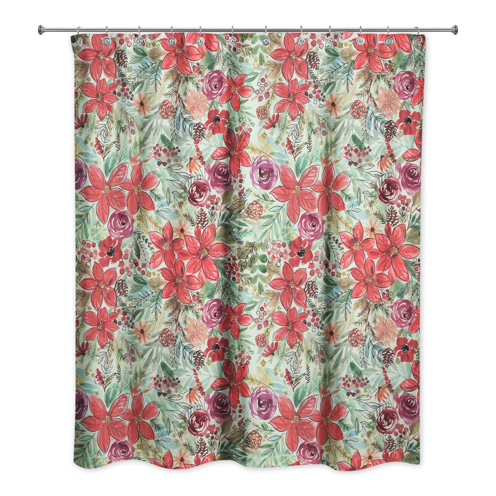 Holiday Blooms Pattern Shower Curtain
