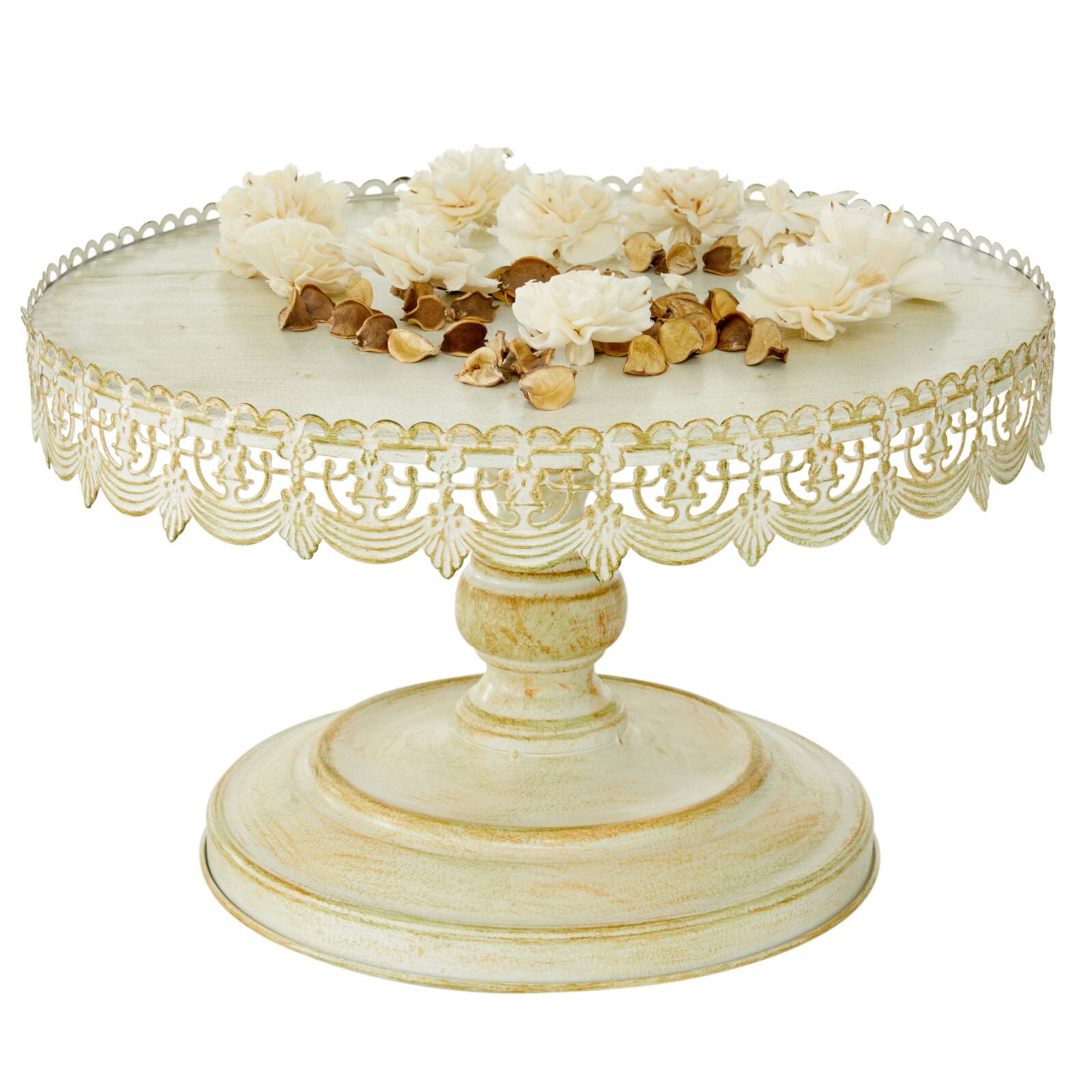 16" White Iron Farmhouse Cake Stand