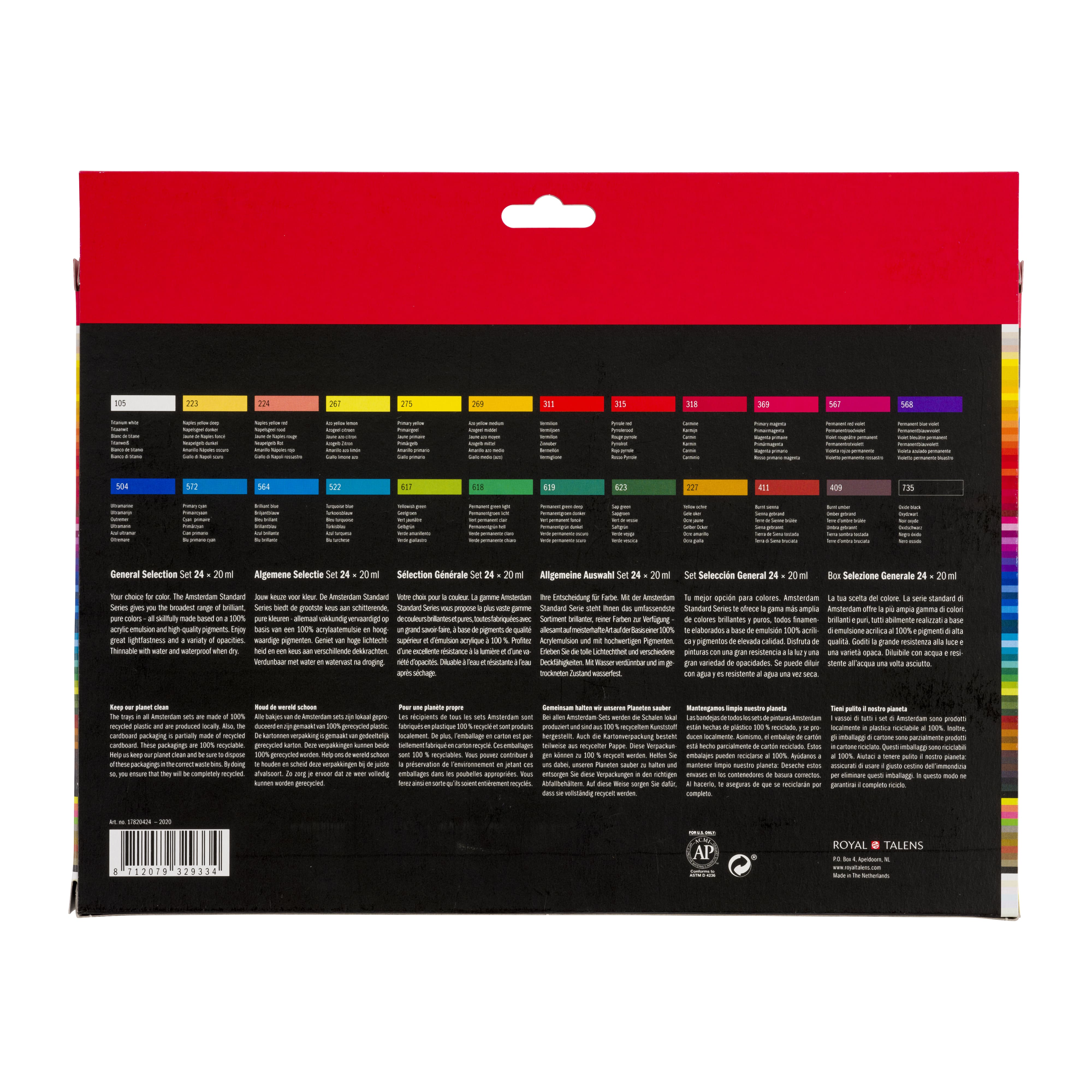 6 Packs: 24 ct. (144 total) Amsterdam Standard Series General Selection Acrylic Paints