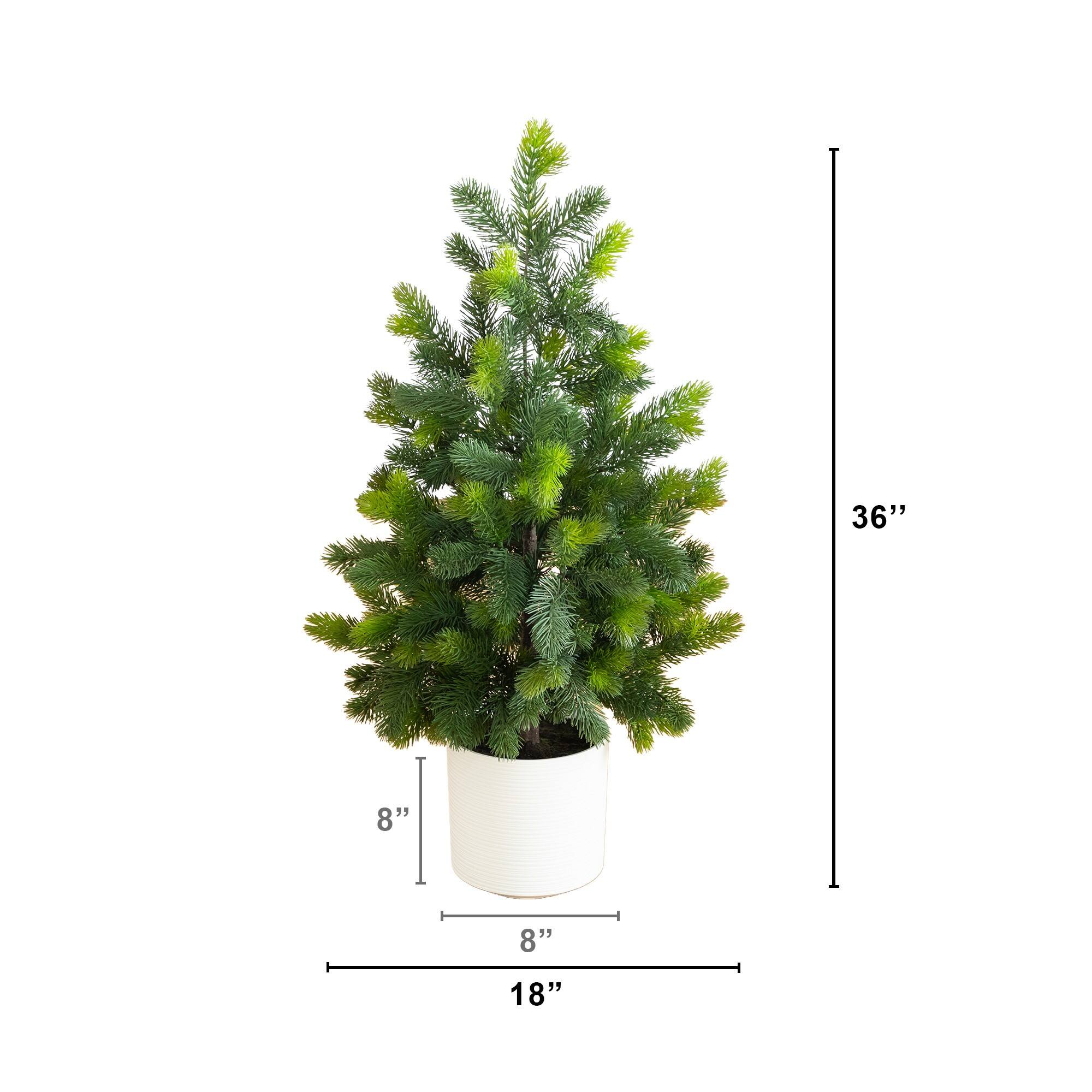 Nearly Natural 3ft. Unlit Artificial Real Touch Spruce Christmas Tree in White Decorative Planter