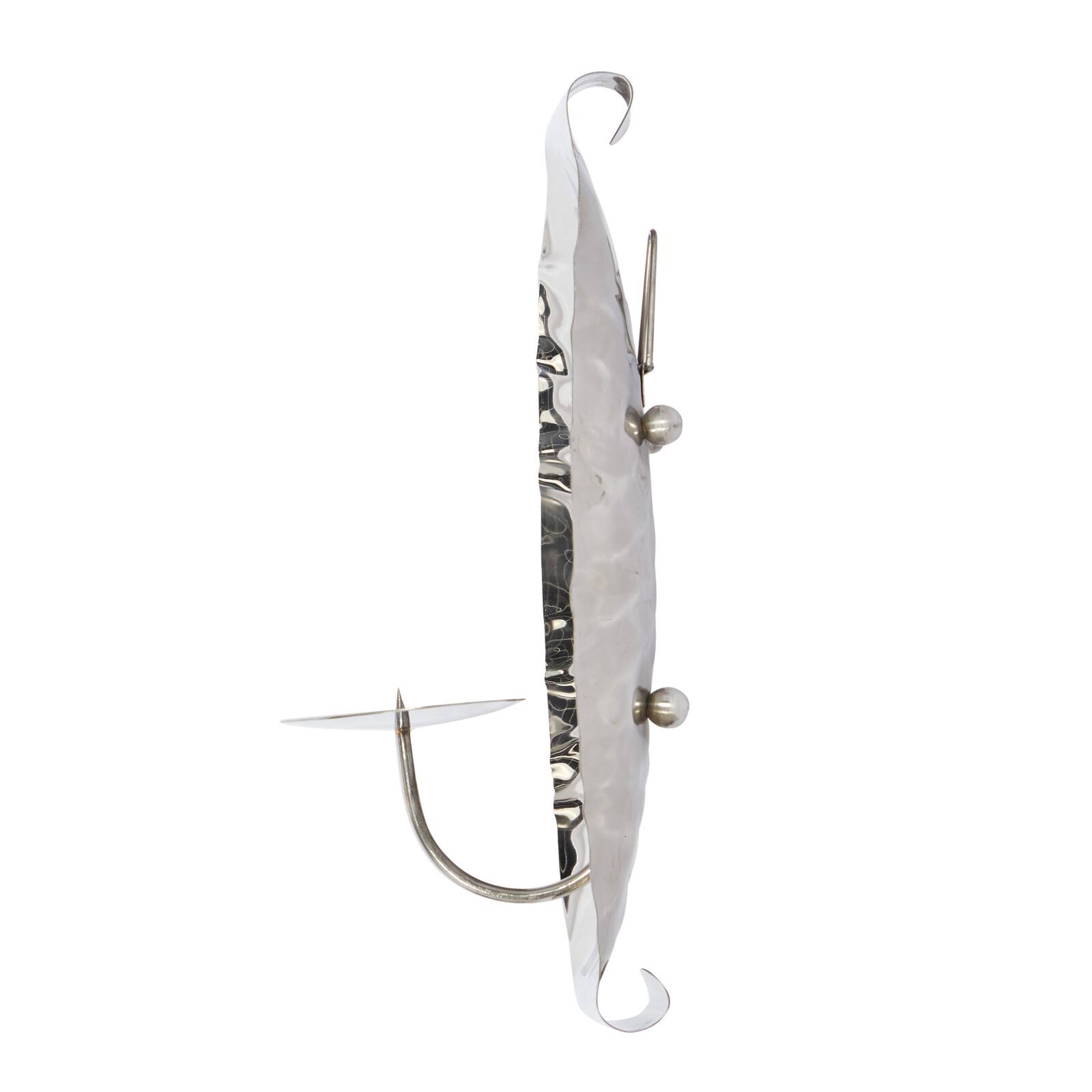 Set of 2 Silver Stainless Steel Contemporary Wall Sconce, 13.5", 18.5"