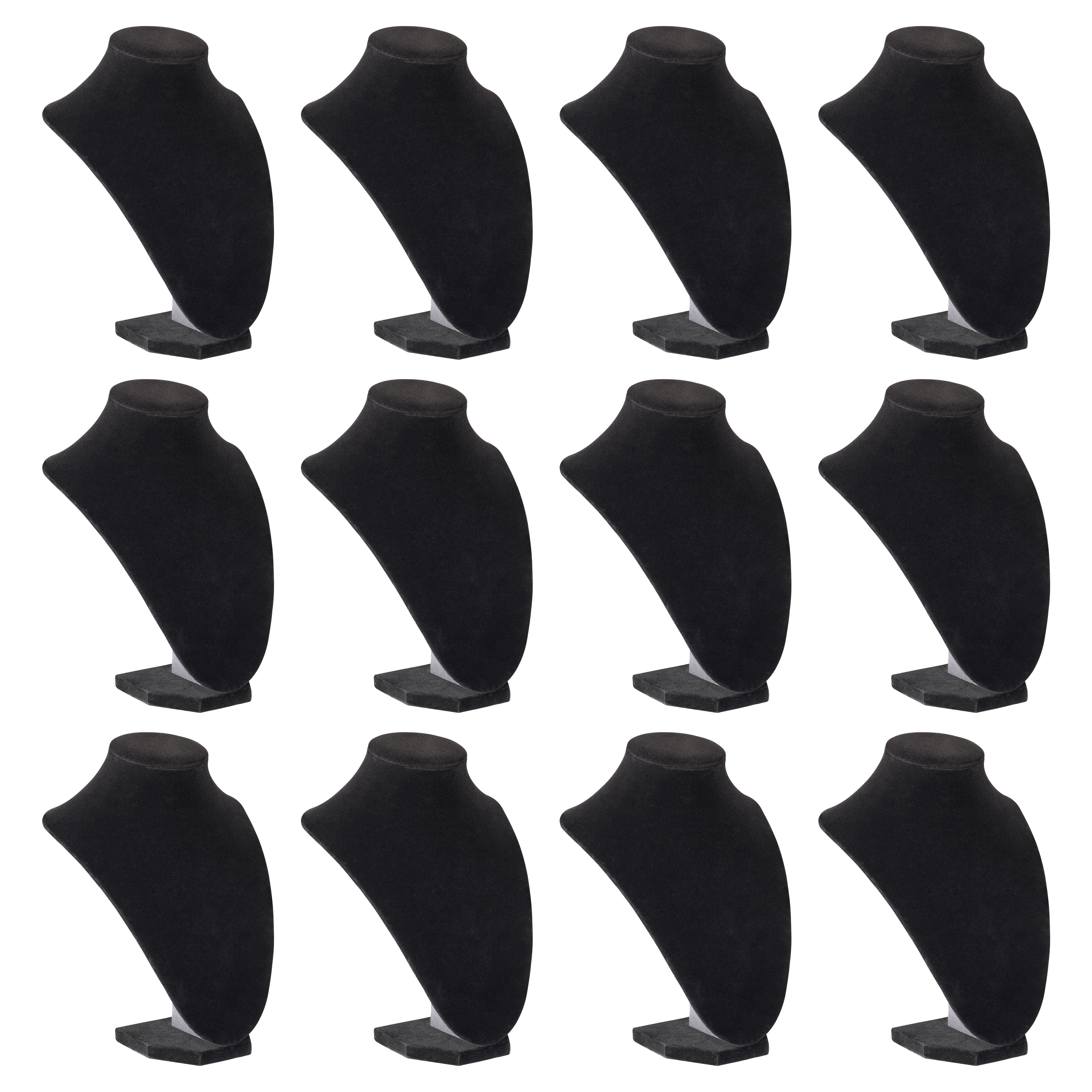 12 Pack: 9" Black Velvet 3D Necklace Stand by Bead Landing™