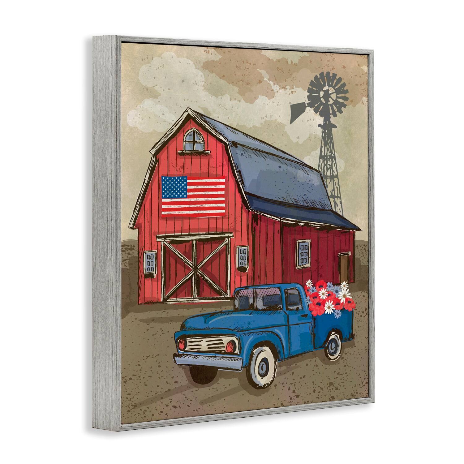 Stupell Industries Vintage Americana Barn Framed Giclee Art