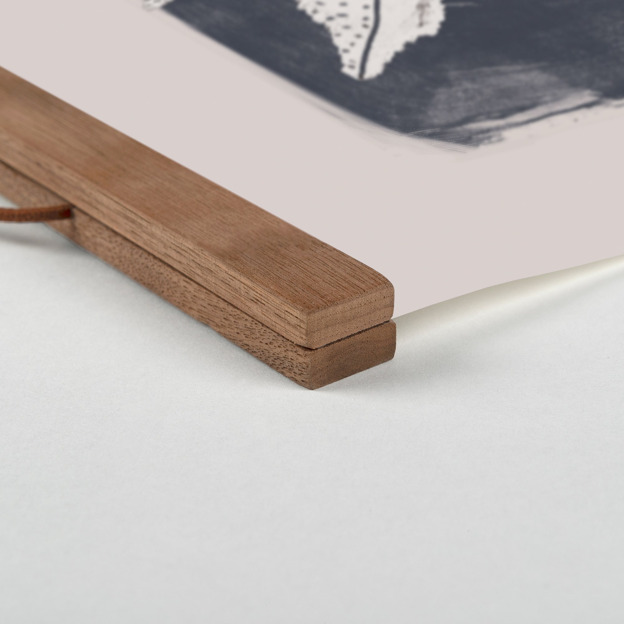 Spotted Navy Botanical Teak Hanging Canvas