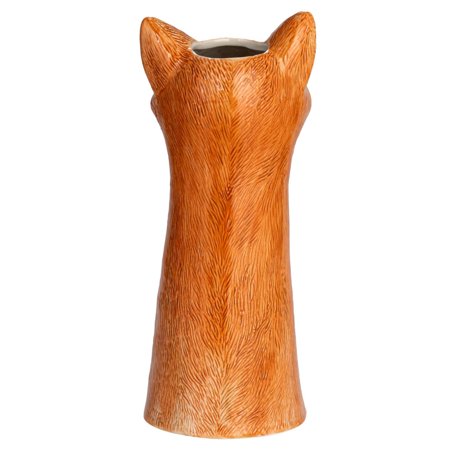 Hello Honey® 11" Orange Hand-Painted Decorative Stoneware Fox Vase