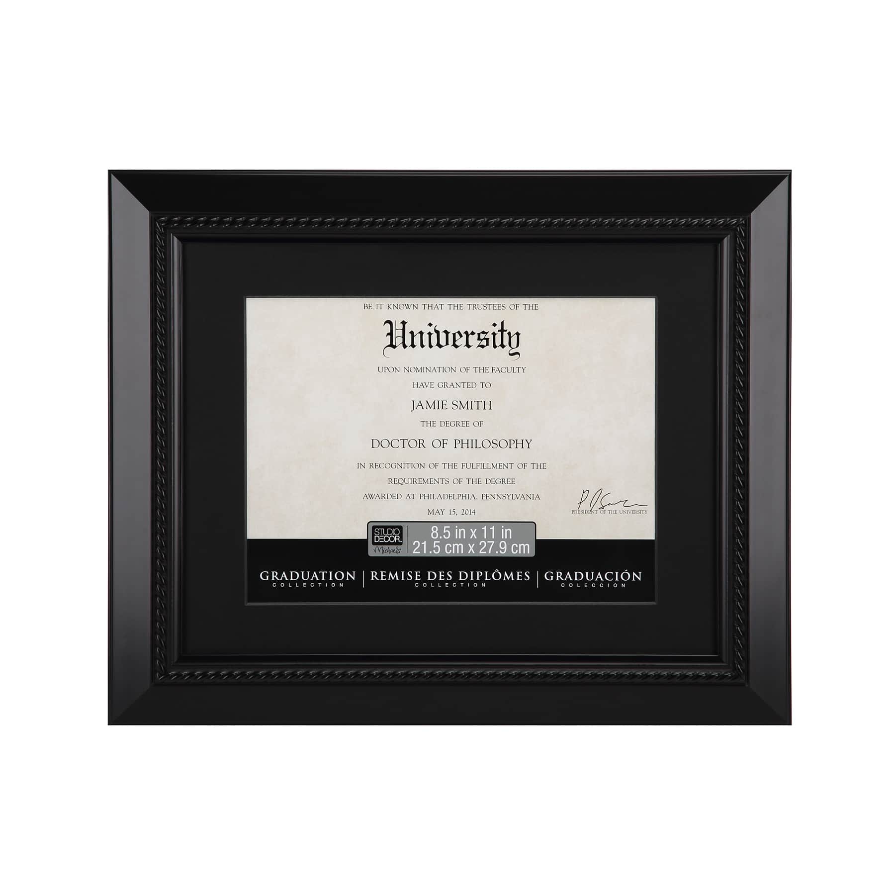 8.5" x 11" Black Document Frame with Mat by Studio Décor®