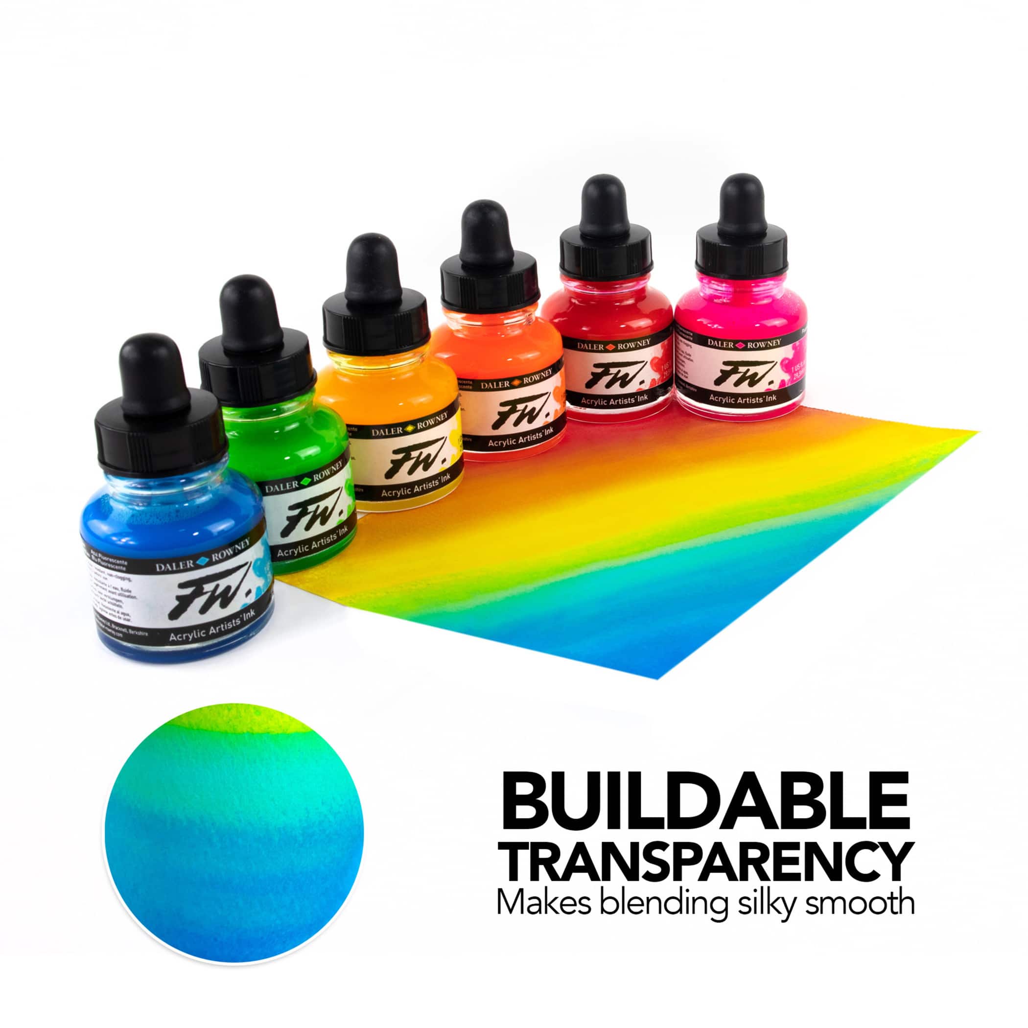 Daler-Rowney® FW Acrylic Neon Ink with Empty Marker Set