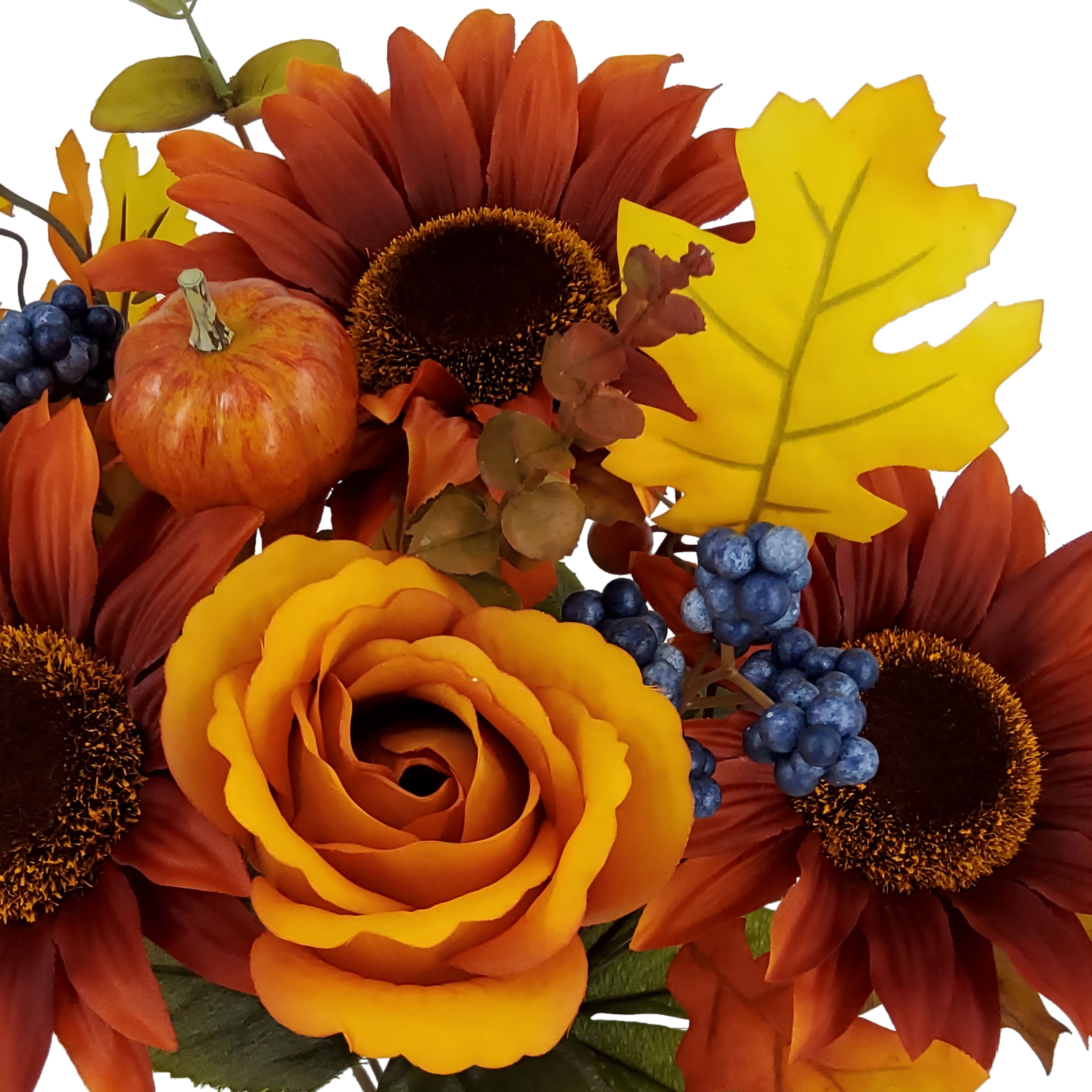 14" Orange Rose and Sunflower Mix Bush by Ashland®